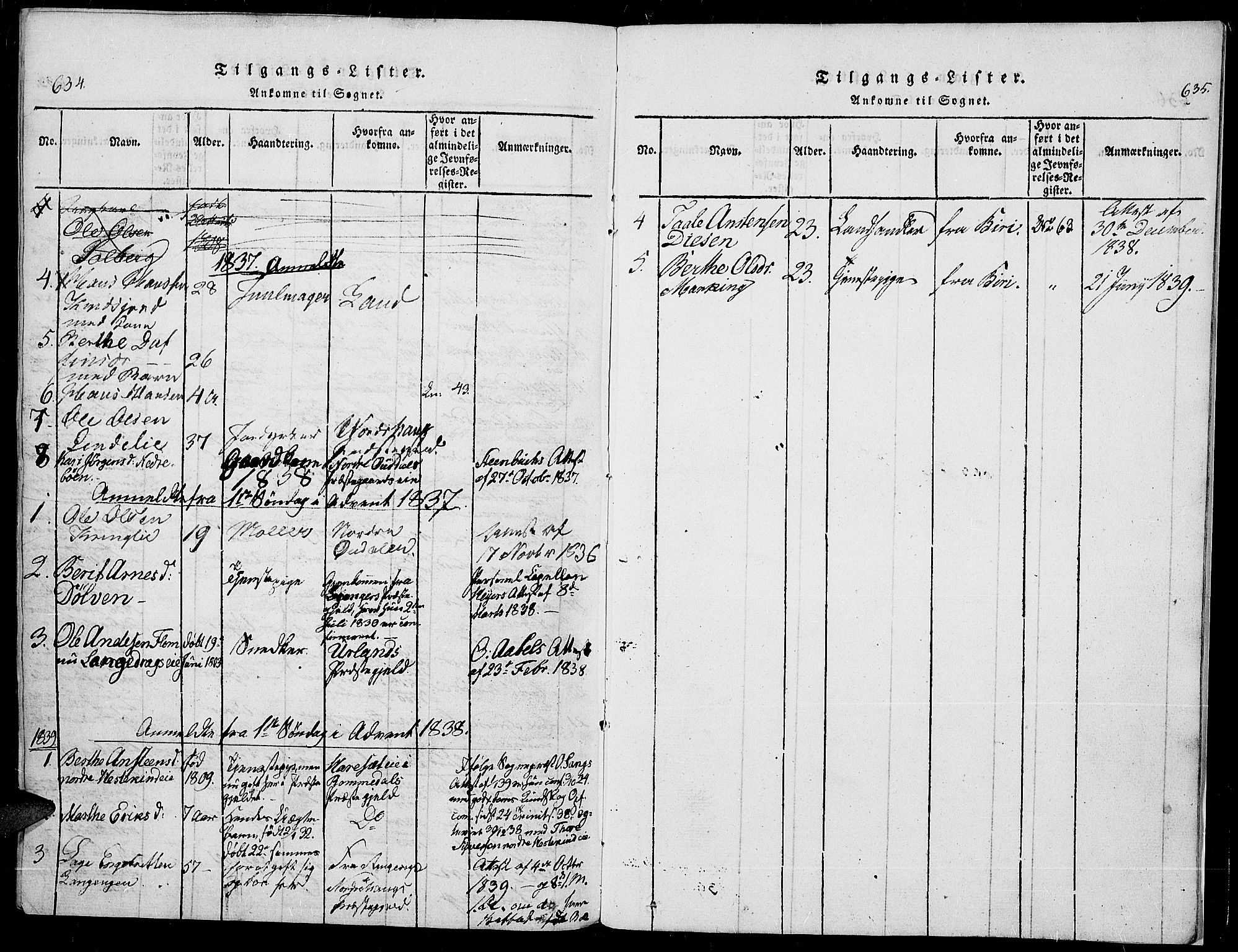 Sør-Aurdal prestekontor, SAH/PREST-128/H/Ha/Haa/L0003: Parish register (official) no. 3, 1825-1840, p. 634-635