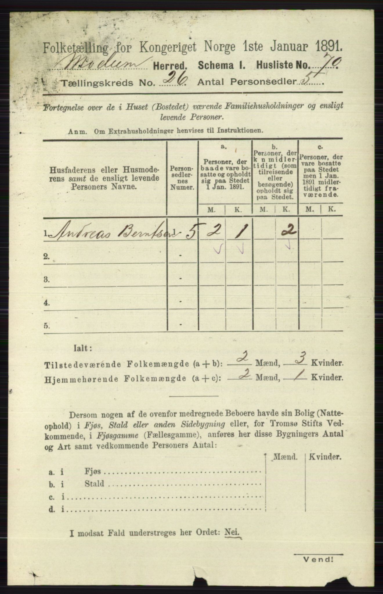 RA, 1891 census for 0623 Modum, 1891, p. 9385