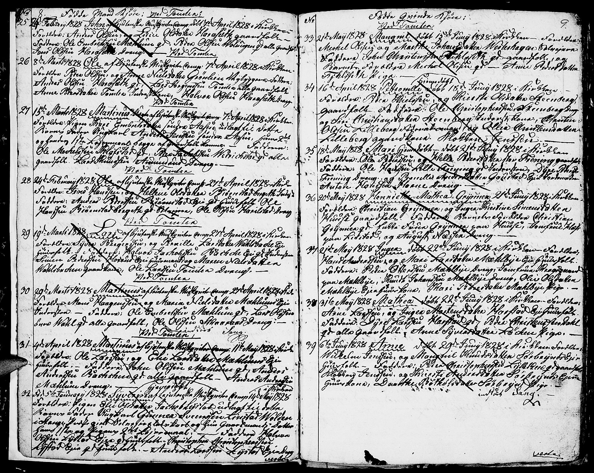 Romedal prestekontor, AV/SAH-PREST-004/L/L0006: Parish register (copy) no. 6, 1828-1830, p. 8-9