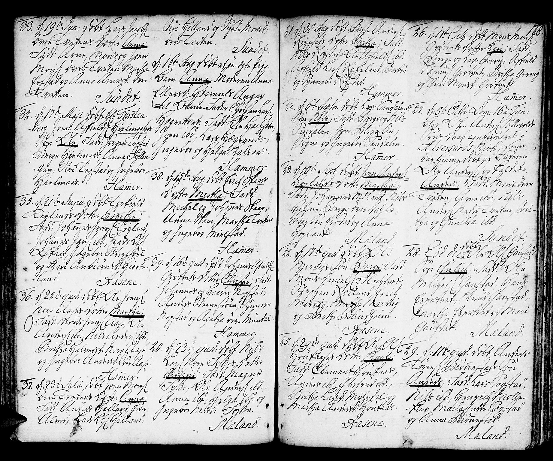 Hamre sokneprestembete, AV/SAB-A-75501/H/Ha/Haa/Haaa/L0007: Parish register (official) no. A 7, 1762-1777, p. 128