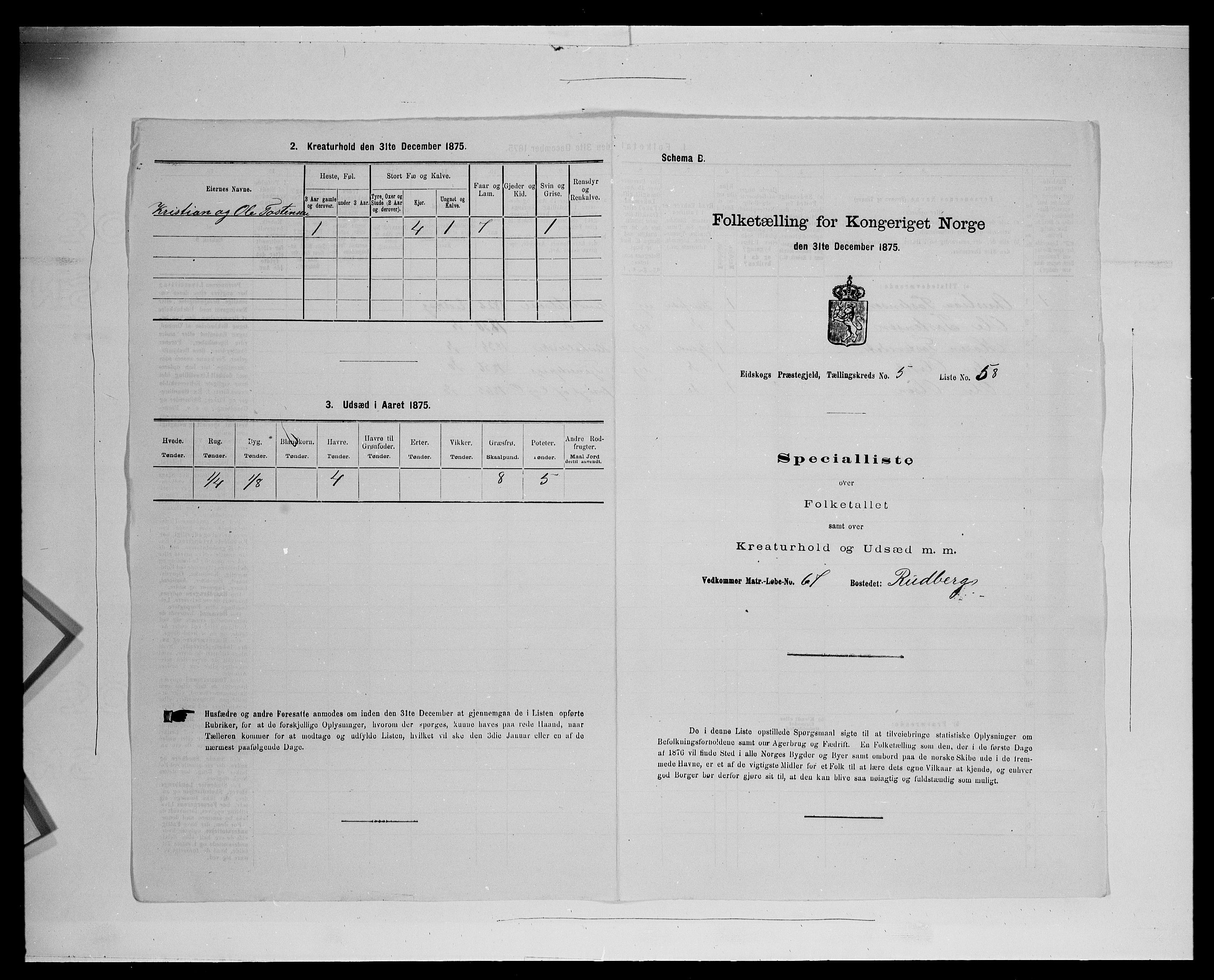 SAH, 1875 census for 0420P Eidskog, 1875, p. 955