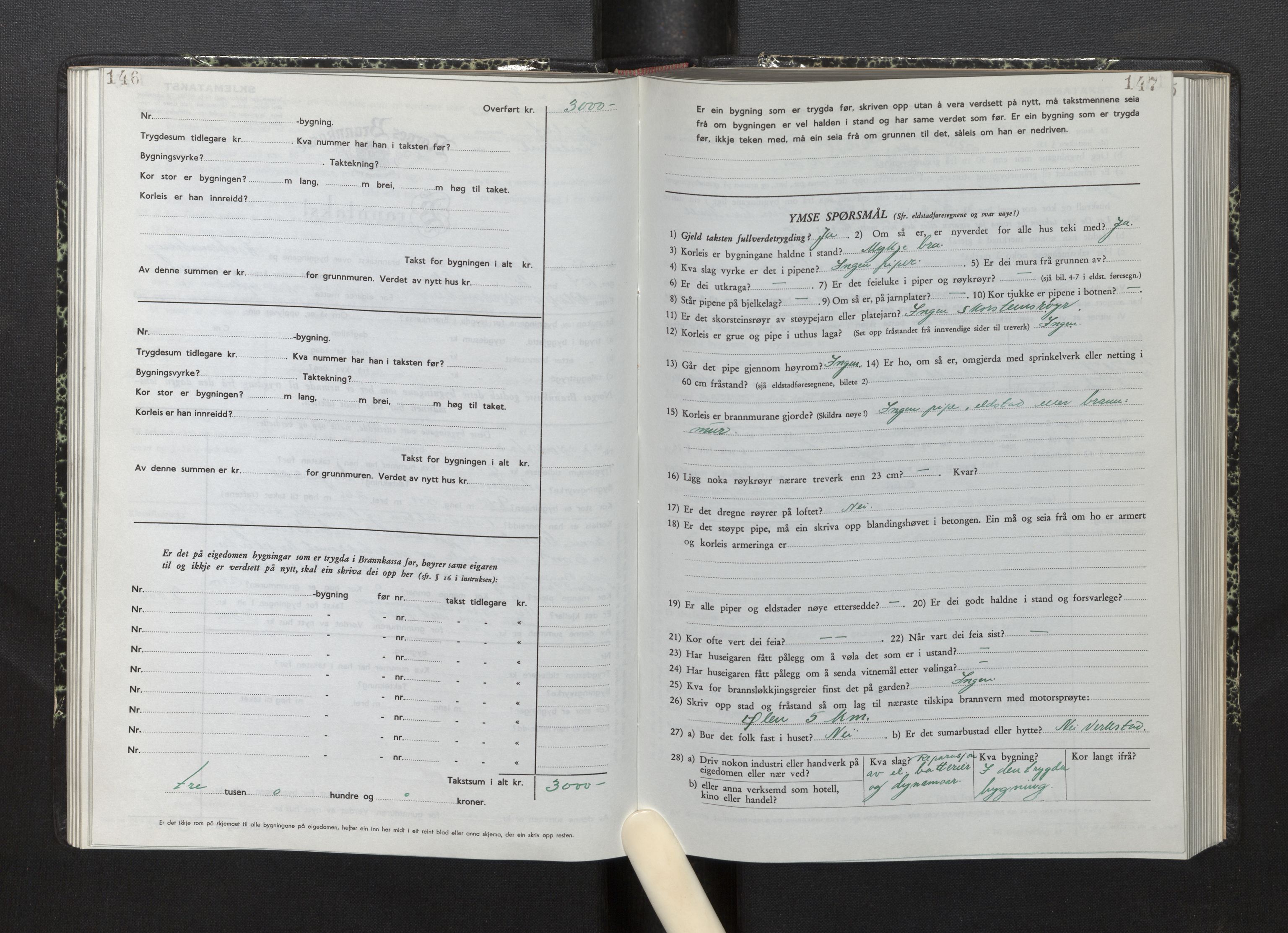 Lensmannen i Fjelberg, SAB/A-32101/0012/L0008: Branntakstprotokoll, skjematakst, 1949-1955, p. 146-147