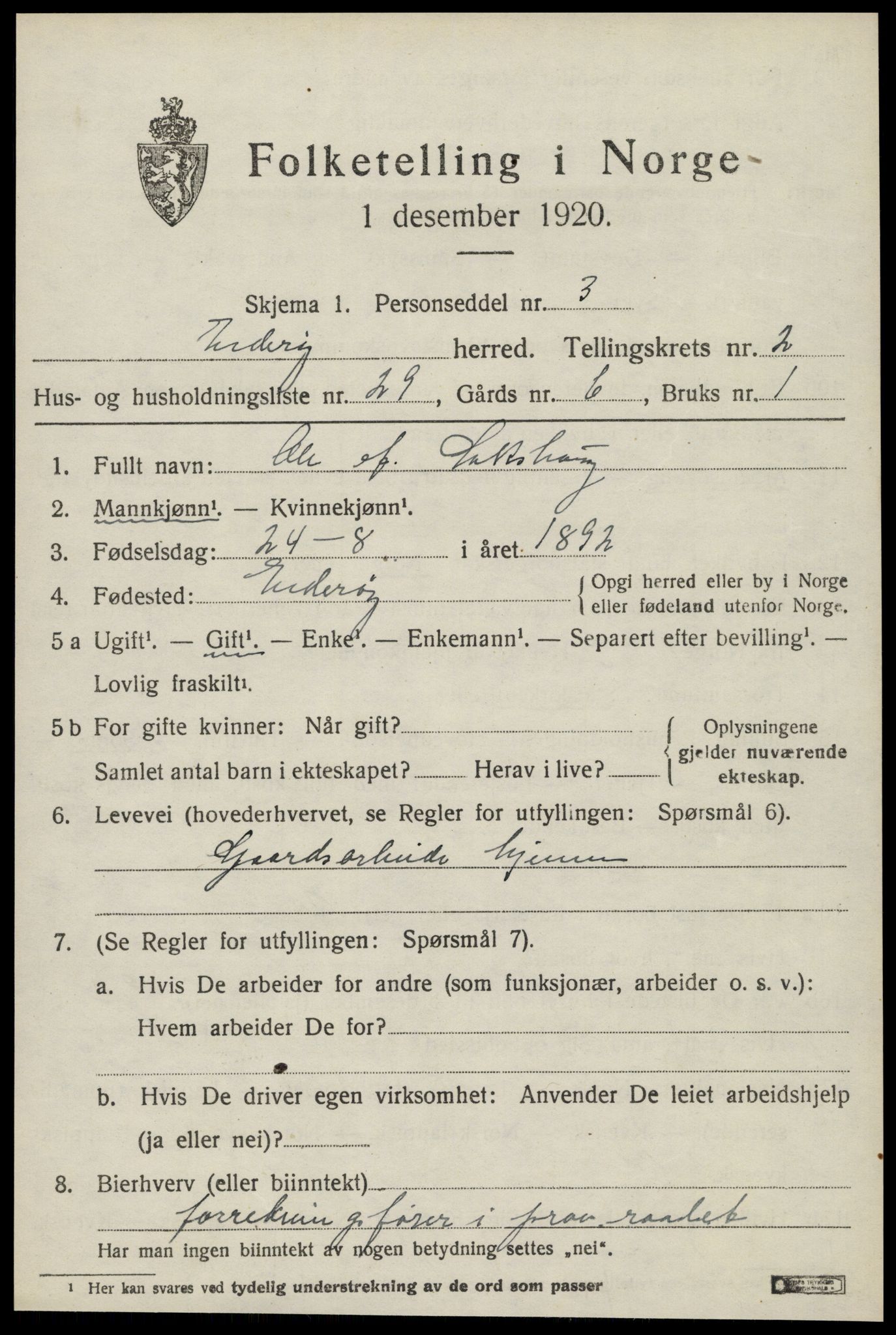 SAT, 1920 census for Inderøy, 1920, p. 2141