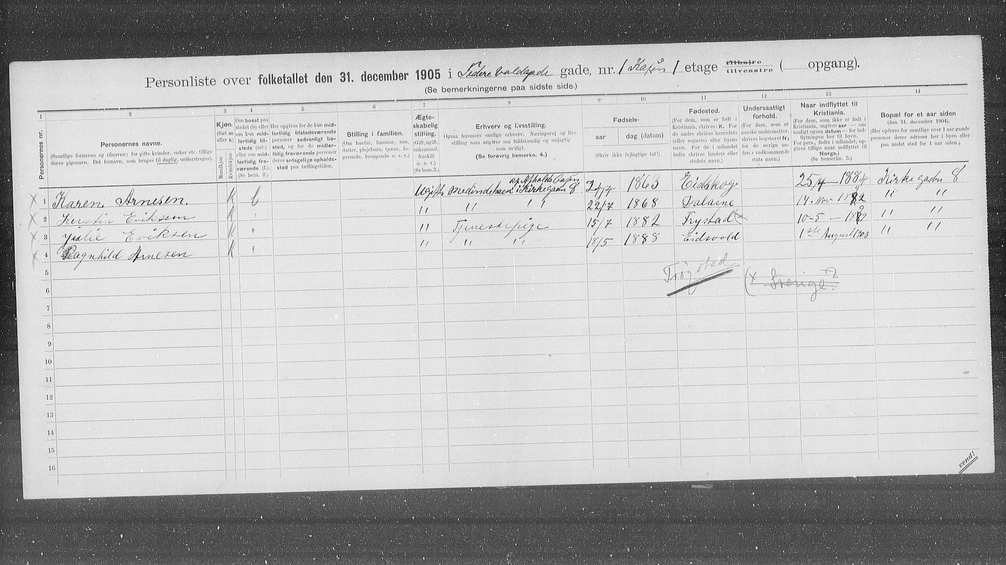 OBA, Municipal Census 1905 for Kristiania, 1905, p. 36550