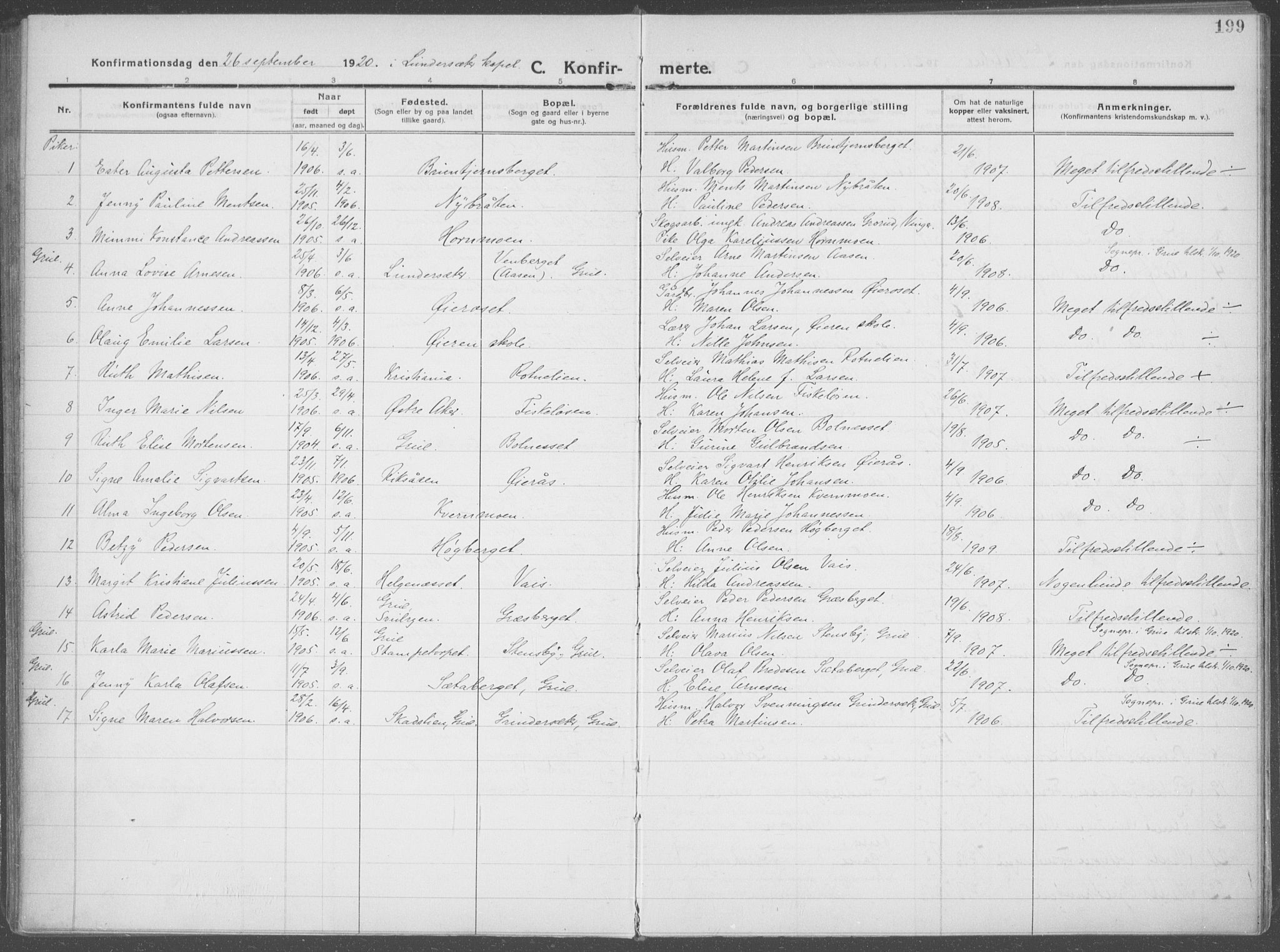 Brandval prestekontor, AV/SAH-PREST-034/H/Ha/Haa/L0004: Parish register (official) no. 4, 1910-1924, p. 199