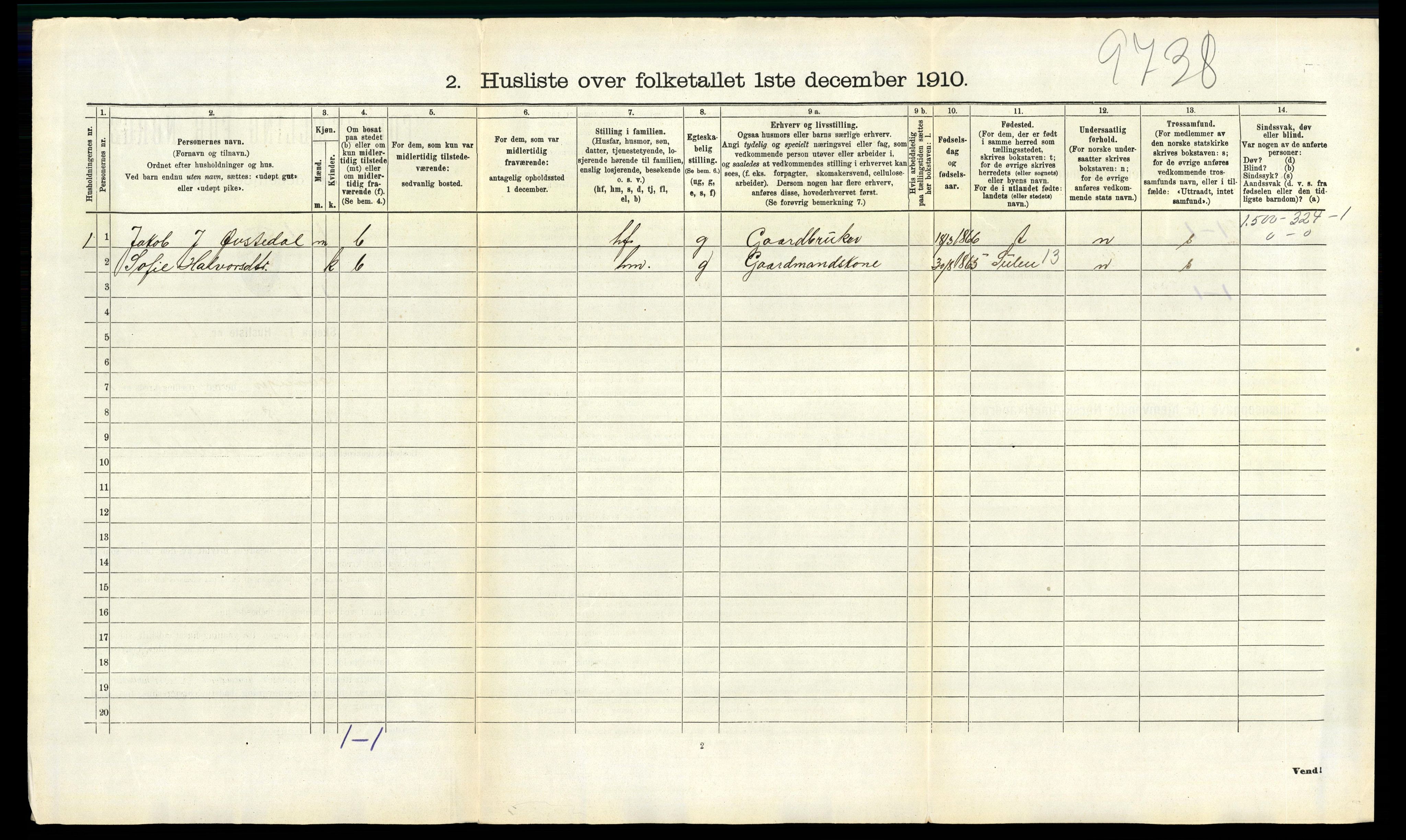 RA, 1910 census for Evanger, 1910, p. 78