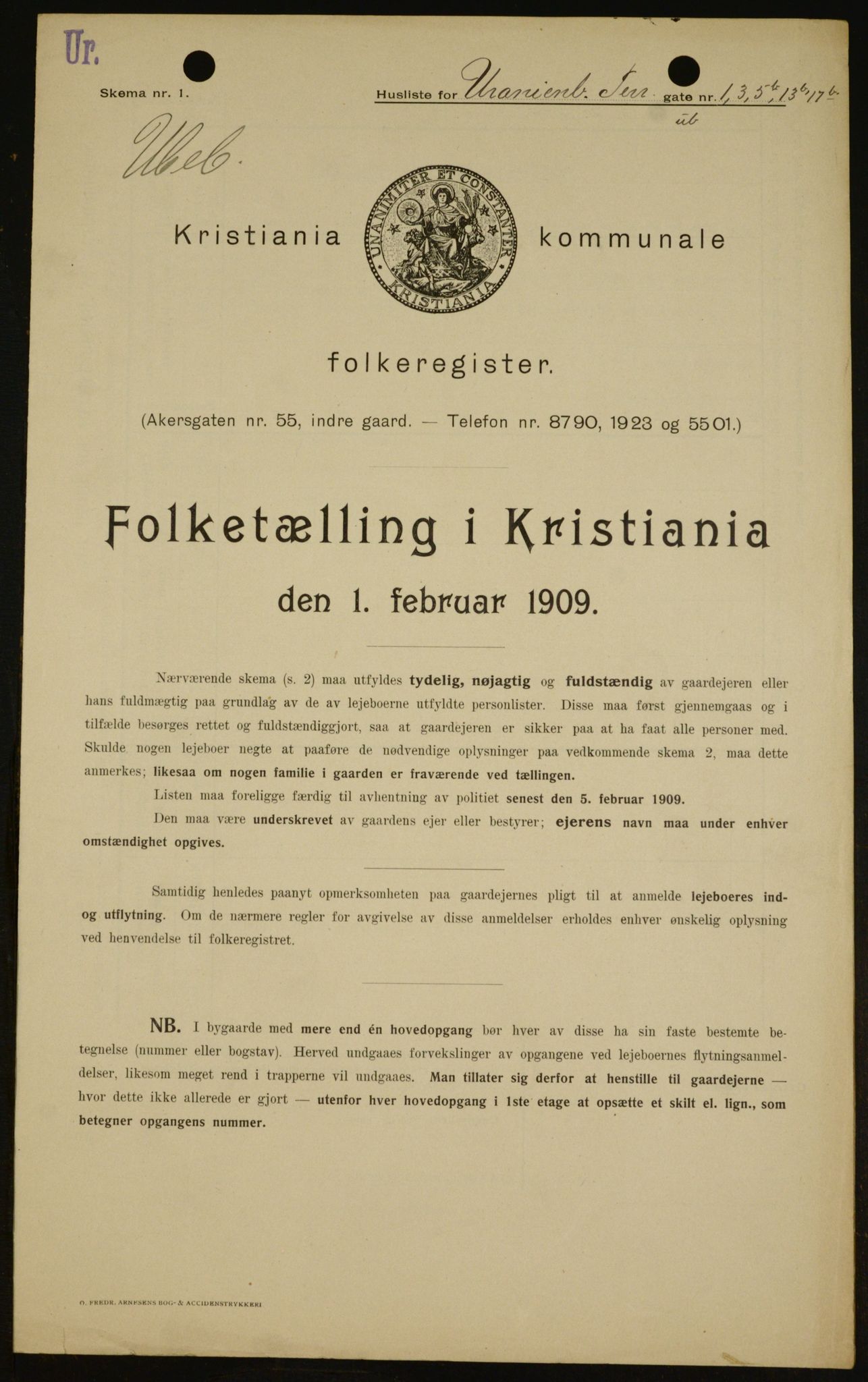 OBA, Municipal Census 1909 for Kristiania, 1909, p. 109028