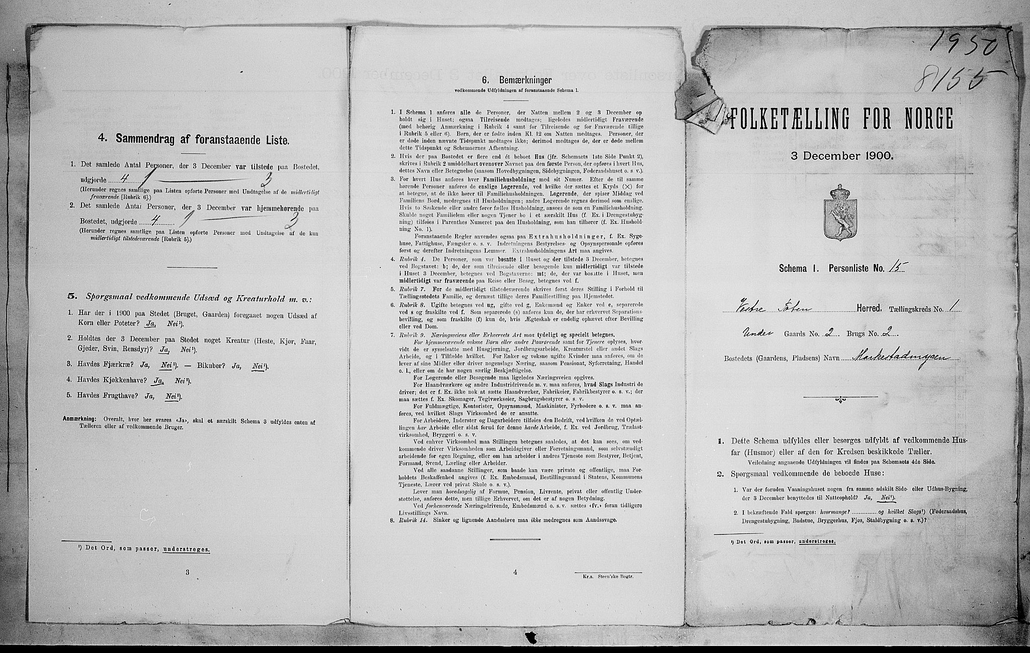 SAH, 1900 census for Vestre Toten, 1900, p. 65