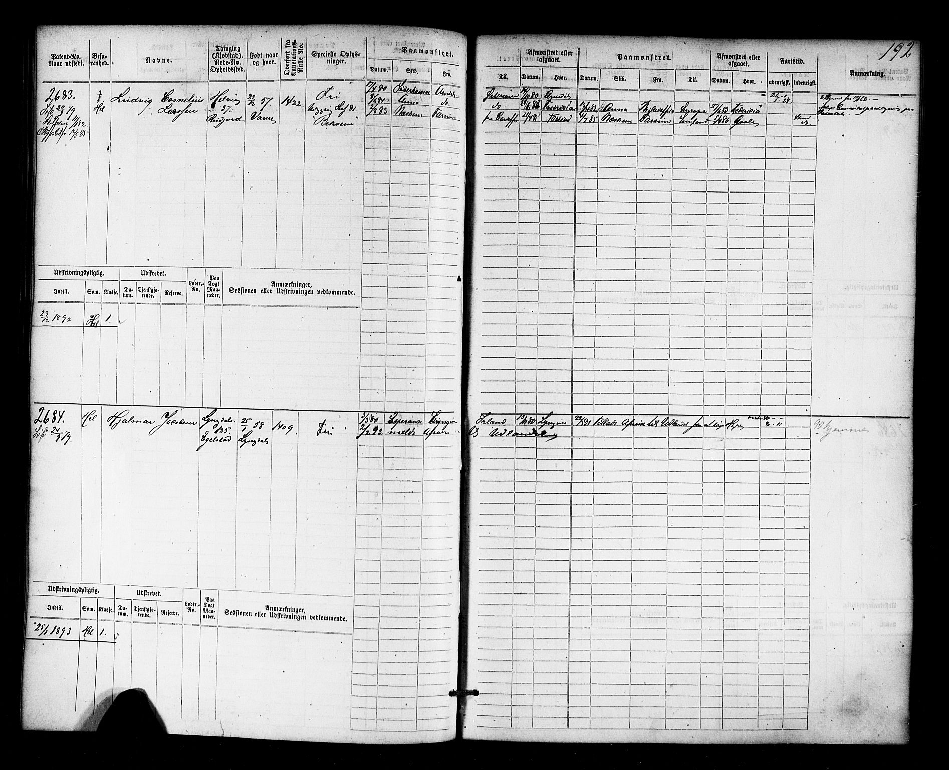 Farsund mønstringskrets, AV/SAK-2031-0017/F/Fb/L0018: Hovedrulle nr 2301-3066, Z-10, 1875-1914, p. 197