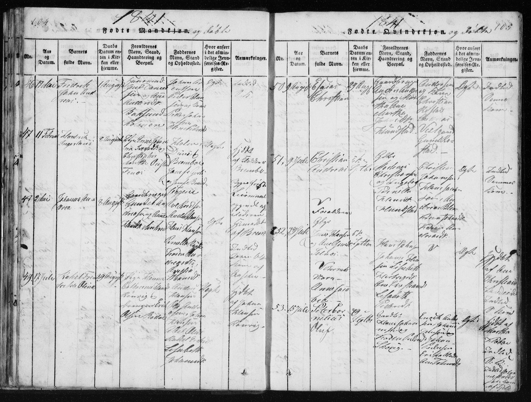 Ministerialprotokoller, klokkerbøker og fødselsregistre - Nordland, AV/SAT-A-1459/801/L0027: Parish register (copy) no. 801C02, 1835-1845, p. 104-105