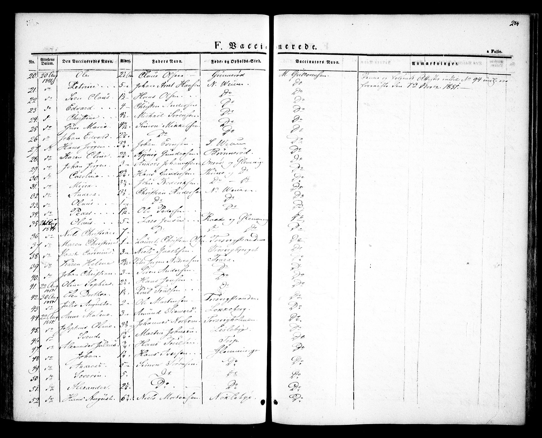 Glemmen prestekontor Kirkebøker, AV/SAO-A-10908/F/Fa/L0005: Parish register (official) no. 5, 1838-1852, p. 284