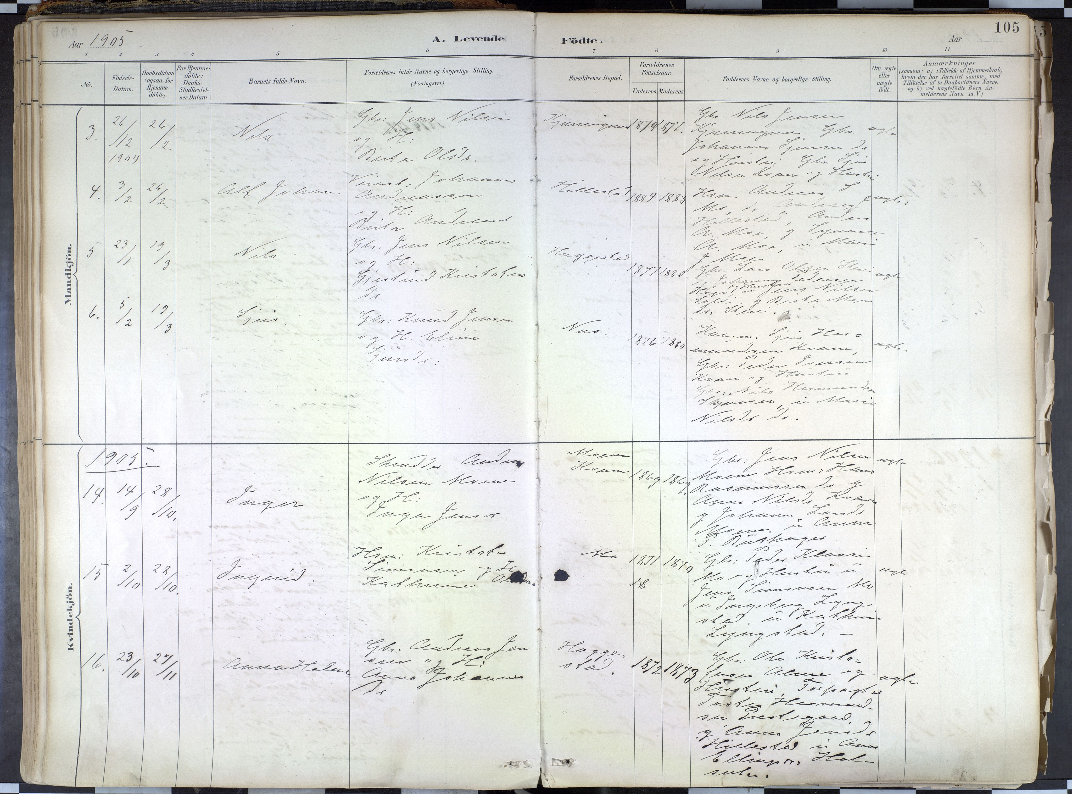 Hafslo sokneprestembete, AV/SAB-A-80301/H/Haa/Haab/L0001: Parish register (official) no. B 1, 1886-1945, p. 105