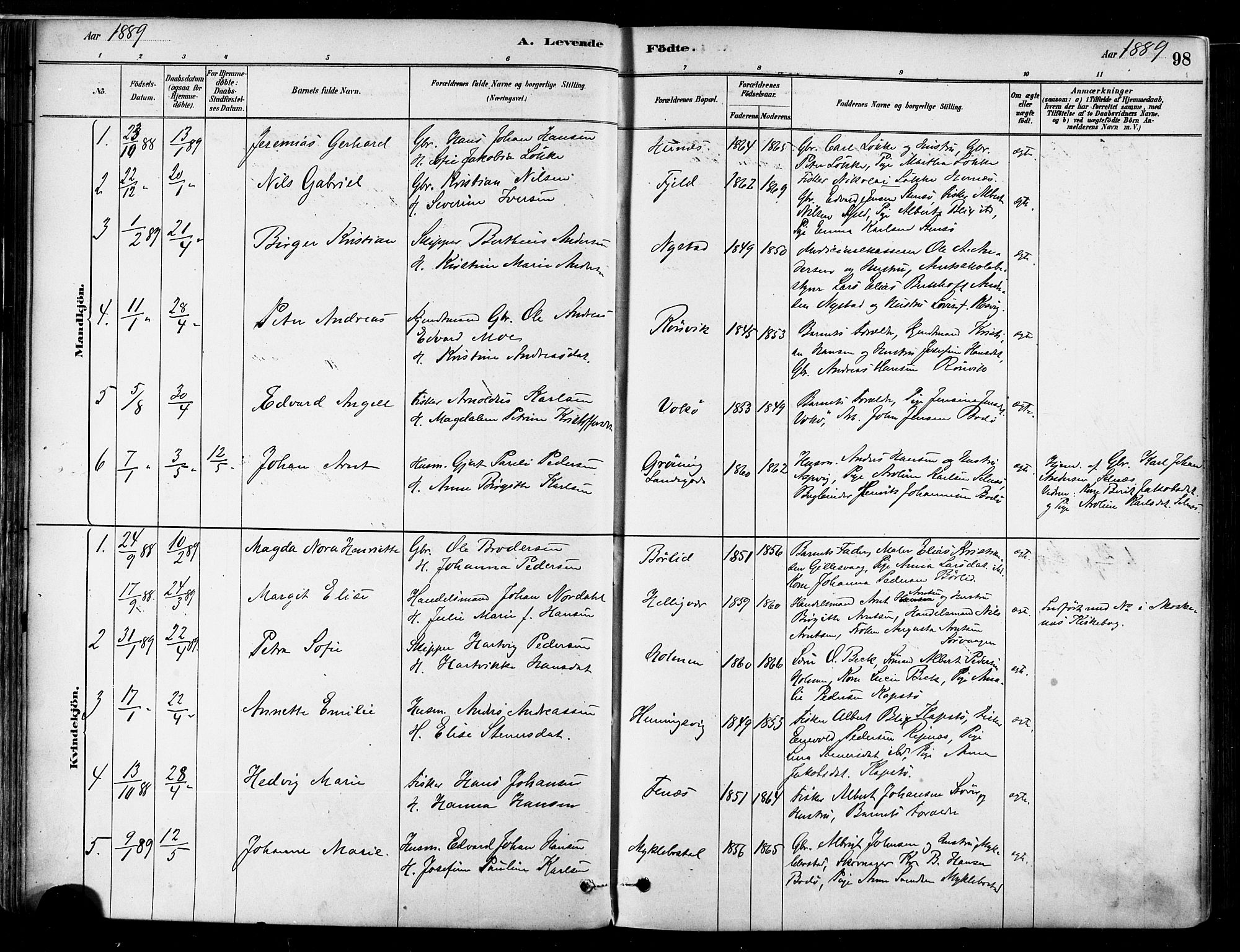 Ministerialprotokoller, klokkerbøker og fødselsregistre - Nordland, SAT/A-1459/802/L0054: Parish register (official) no. 802A01, 1879-1893, p. 98