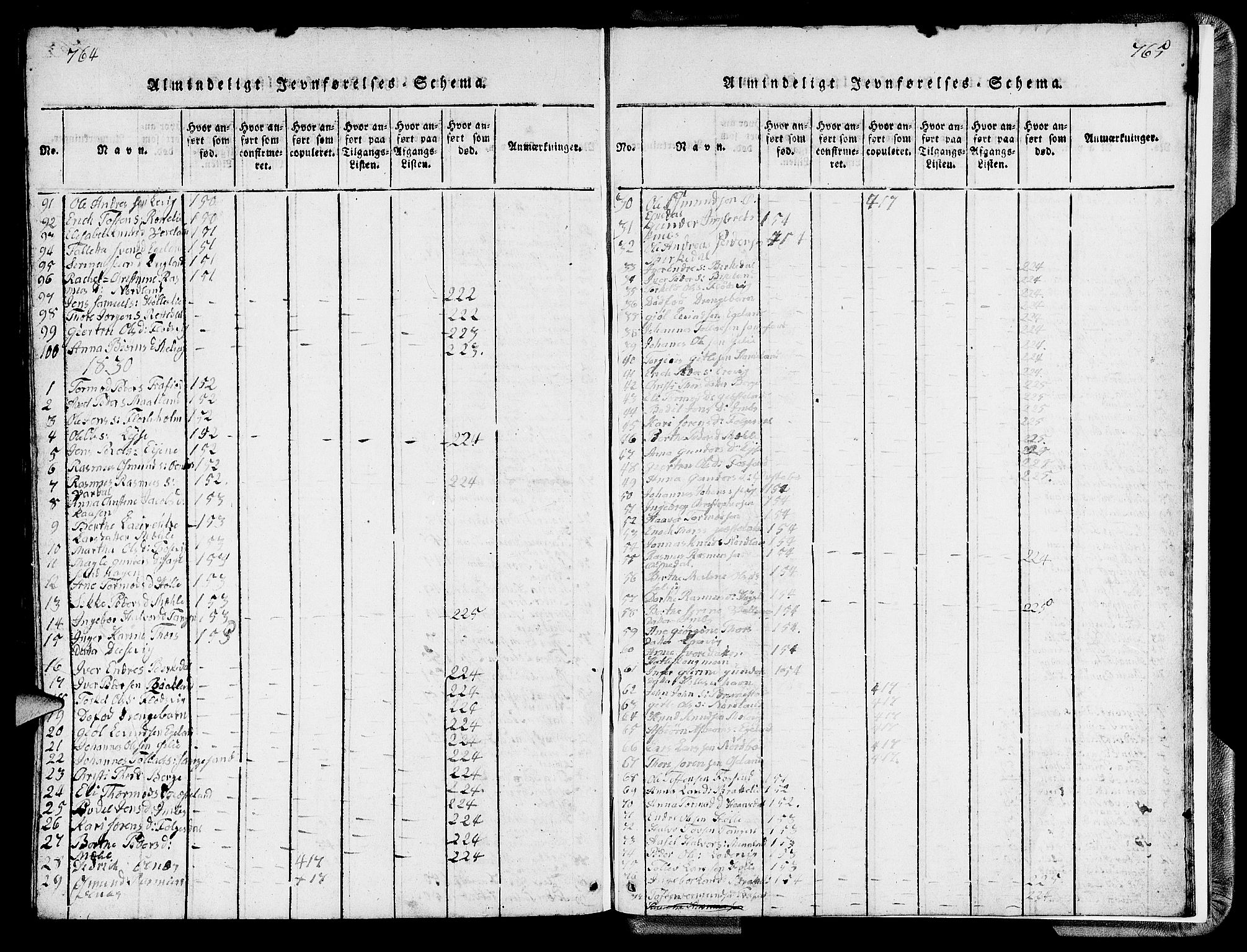 Strand sokneprestkontor, SAST/A-101828/H/Ha/Hab/L0002: Parish register (copy) no. B 2, 1816-1854, p. 764-765
