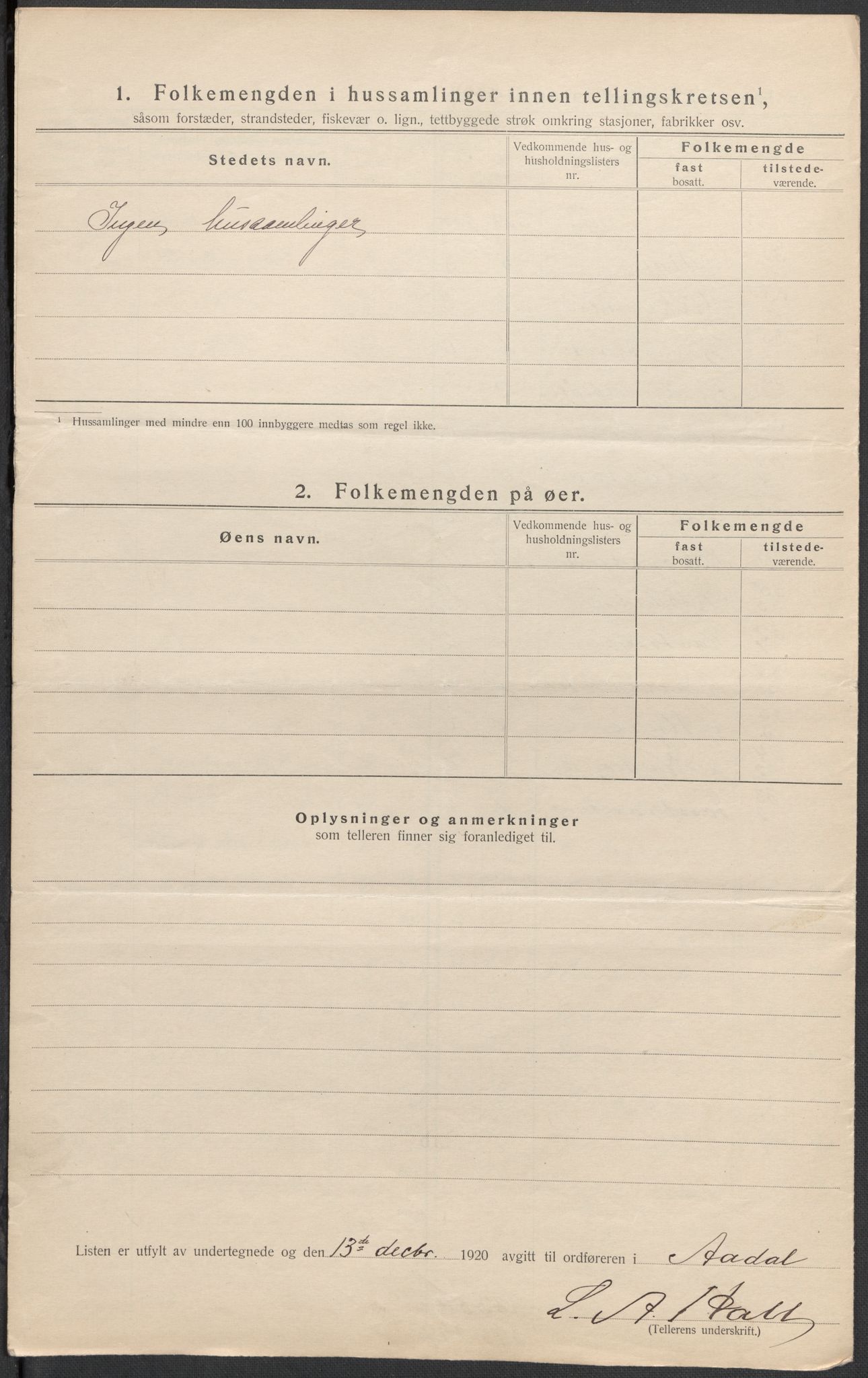 SAKO, 1920 census for Ådal, 1920, p. 47