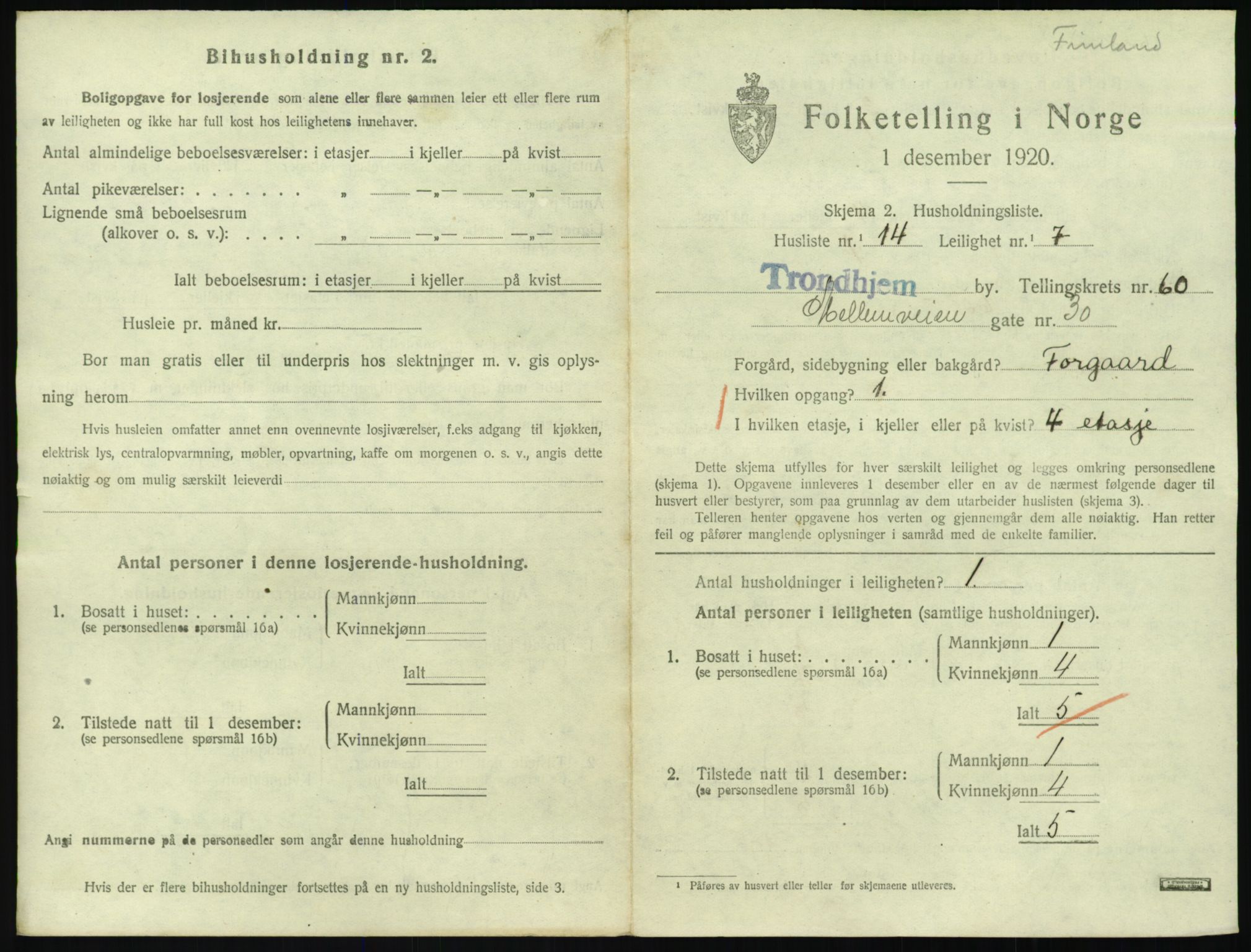 SAT, 1920 census for Trondheim, 1920, p. 27732