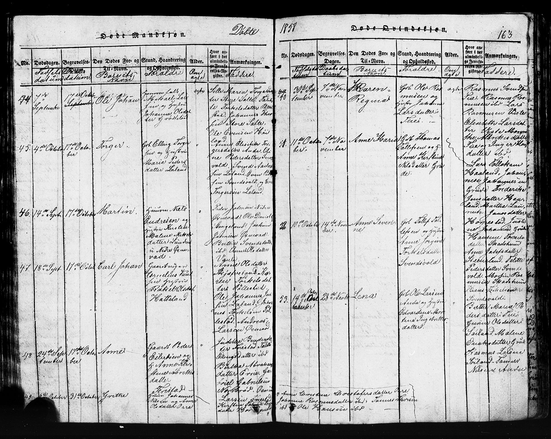 Klepp sokneprestkontor, AV/SAST-A-101803/001/3/30BB/L0001: Parish register (copy) no.  B 1, 1816-1859, p. 163