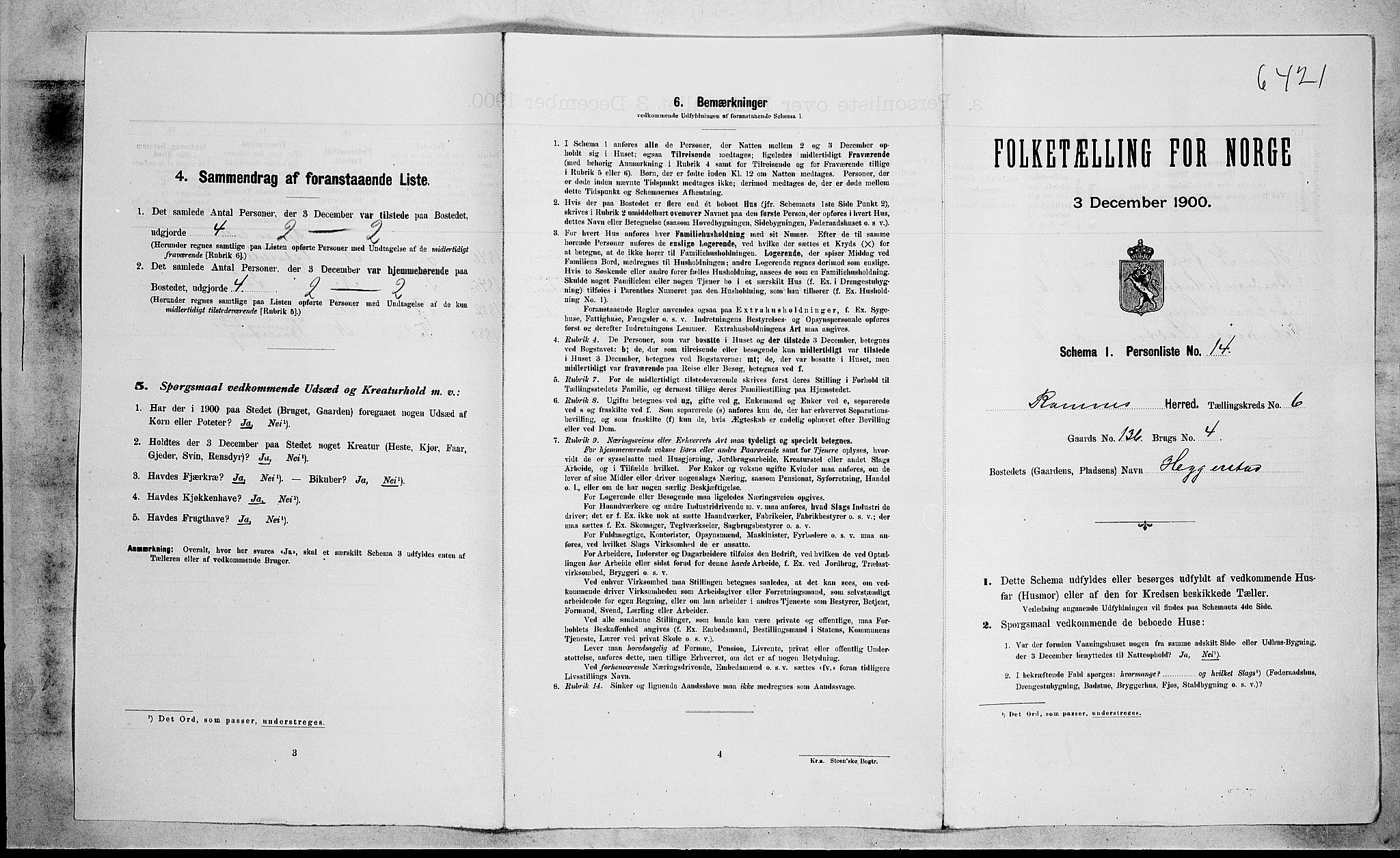 RA, 1900 census for Ramnes, 1900, p. 996