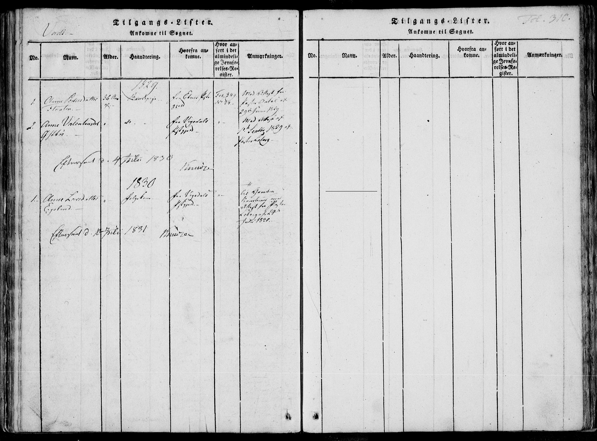 Skjold sokneprestkontor, SAST/A-101847/H/Ha/Haa/L0004: Parish register (official) no. A 4 /2, 1815-1830, p. 310