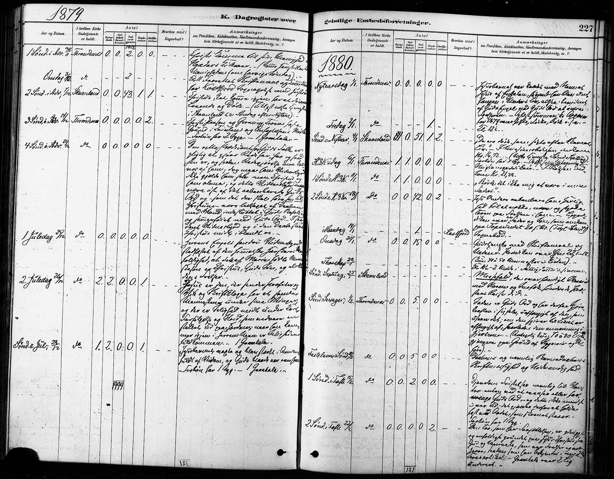 Trondenes sokneprestkontor, SATØ/S-1319/H/Ha/L0015kirke: Parish register (official) no. 15, 1878-1889, p. 227