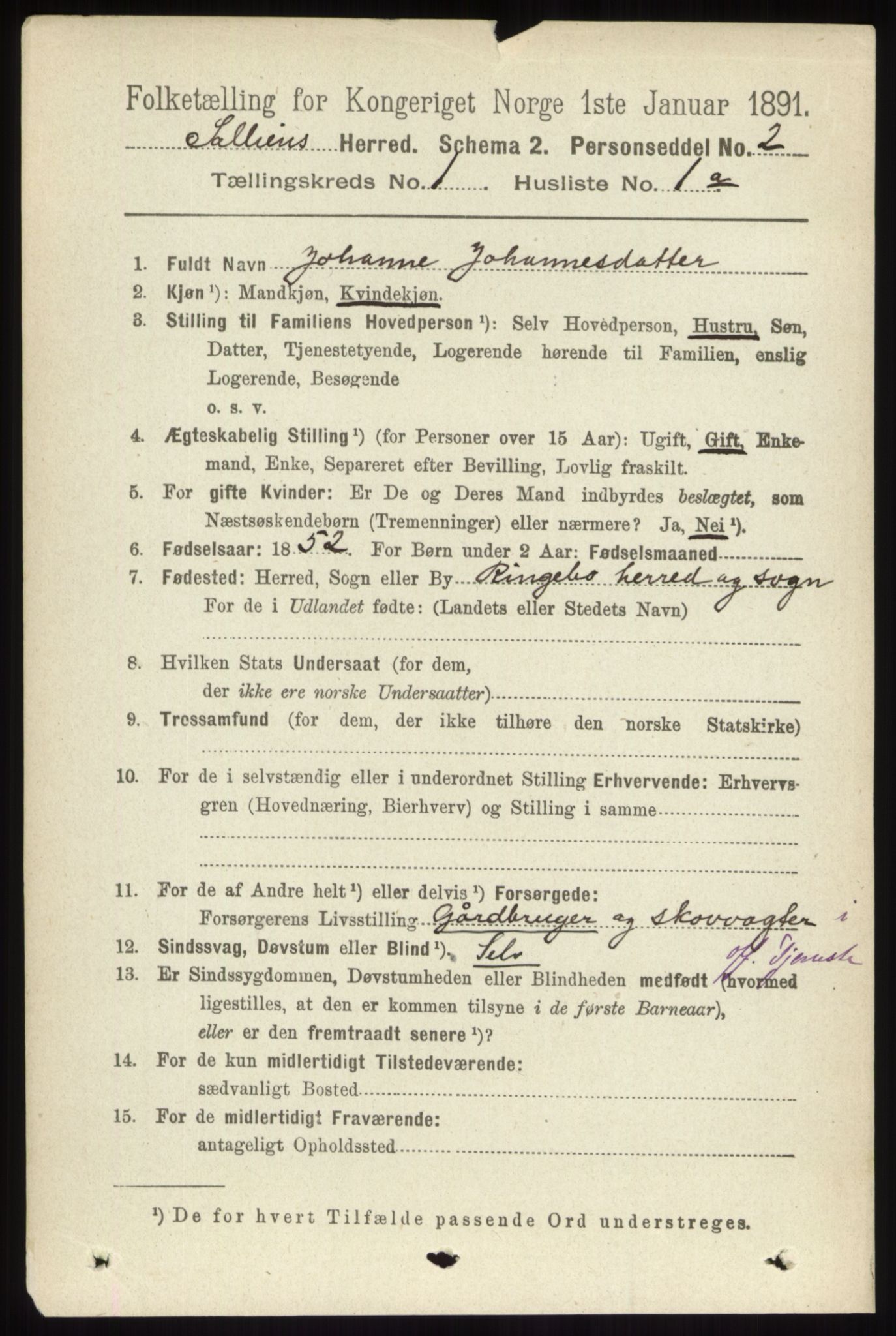 RA, 1891 census for 0431 Sollia, 1891, p. 94