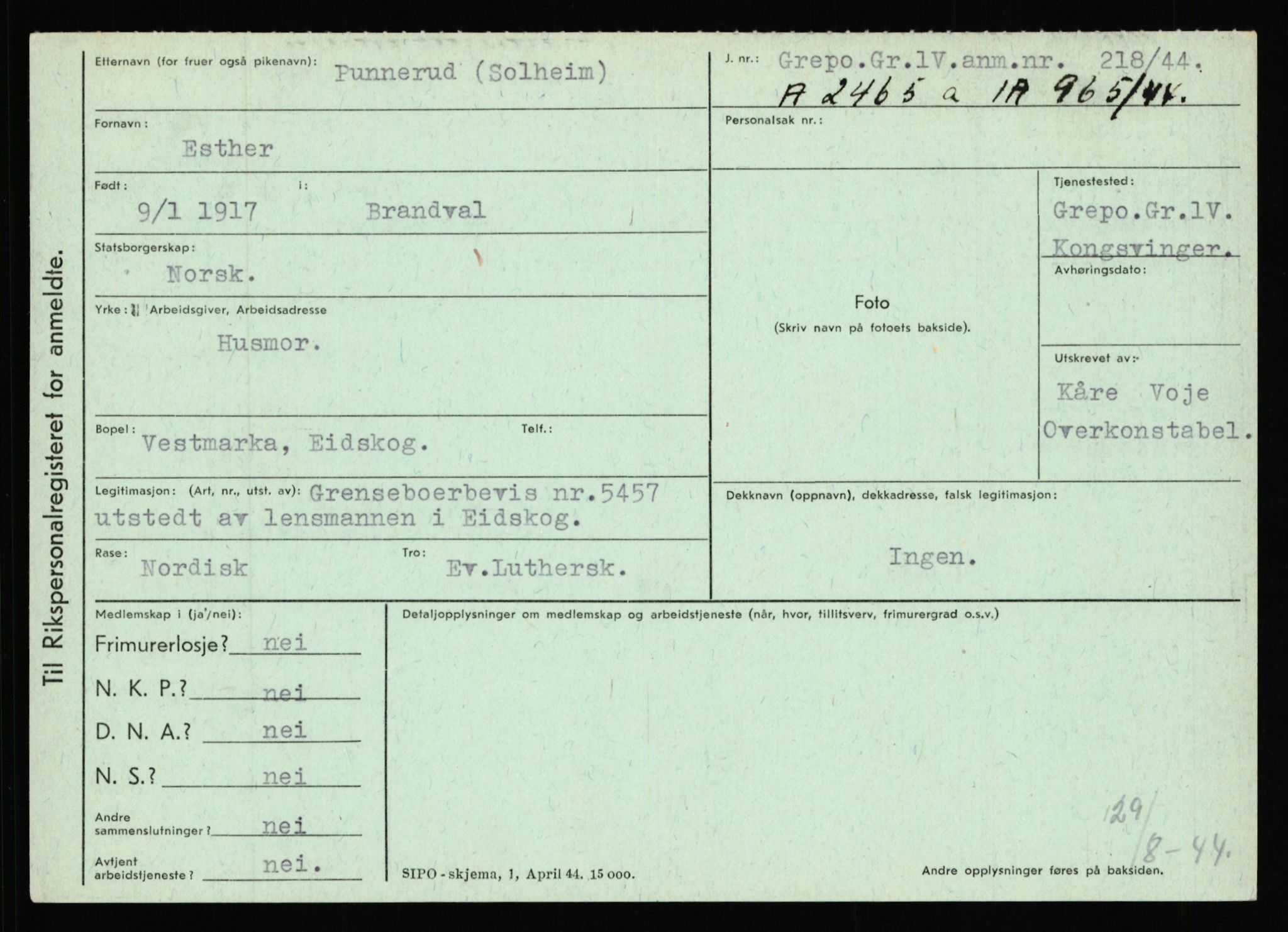Statspolitiet - Hovedkontoret / Osloavdelingen, AV/RA-S-1329/C/Ca/L0012: Oanæs - Quistgaard	, 1943-1945, p. 4942