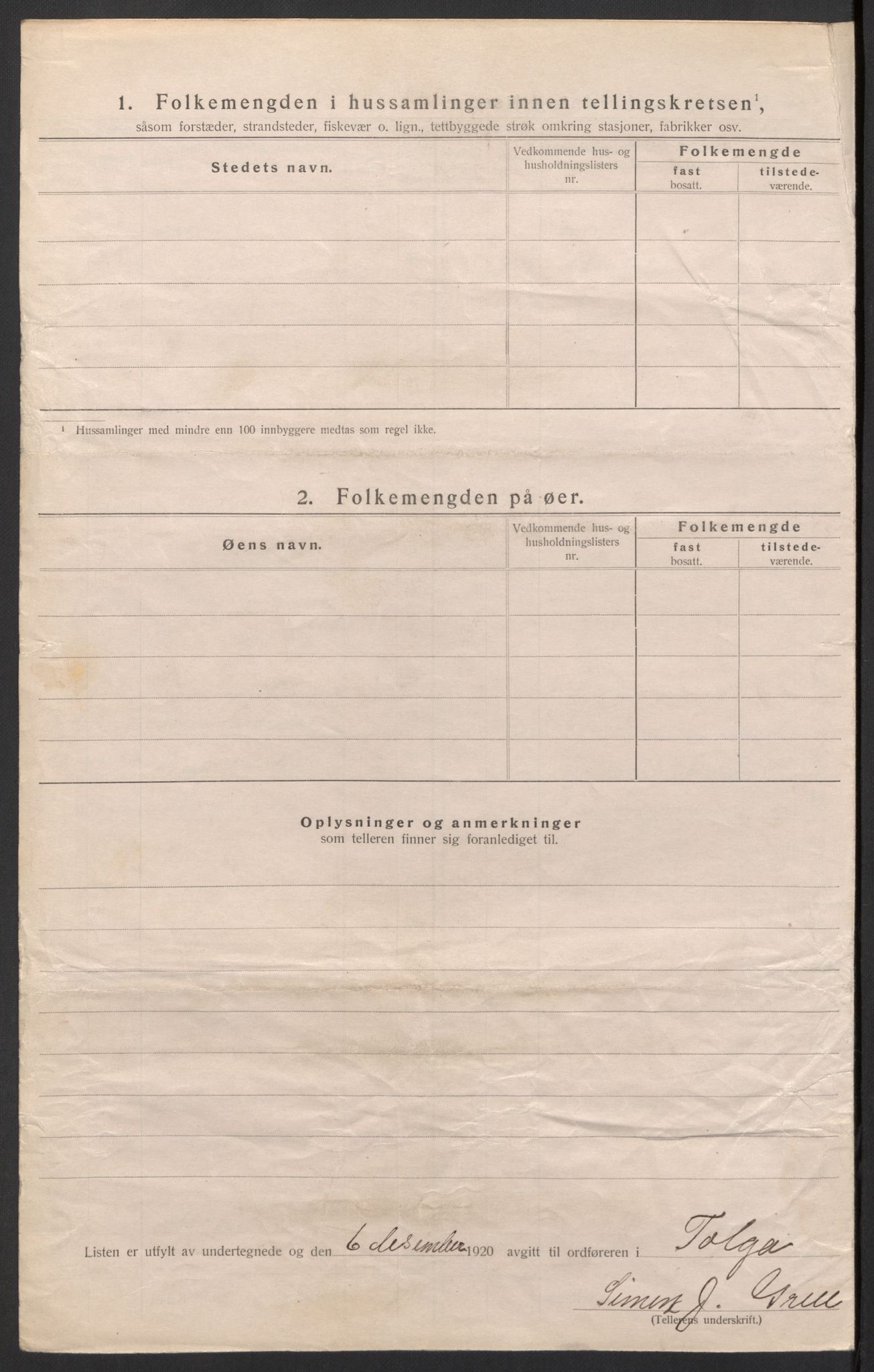 SAH, 1920 census for Tolga, 1920, p. 53