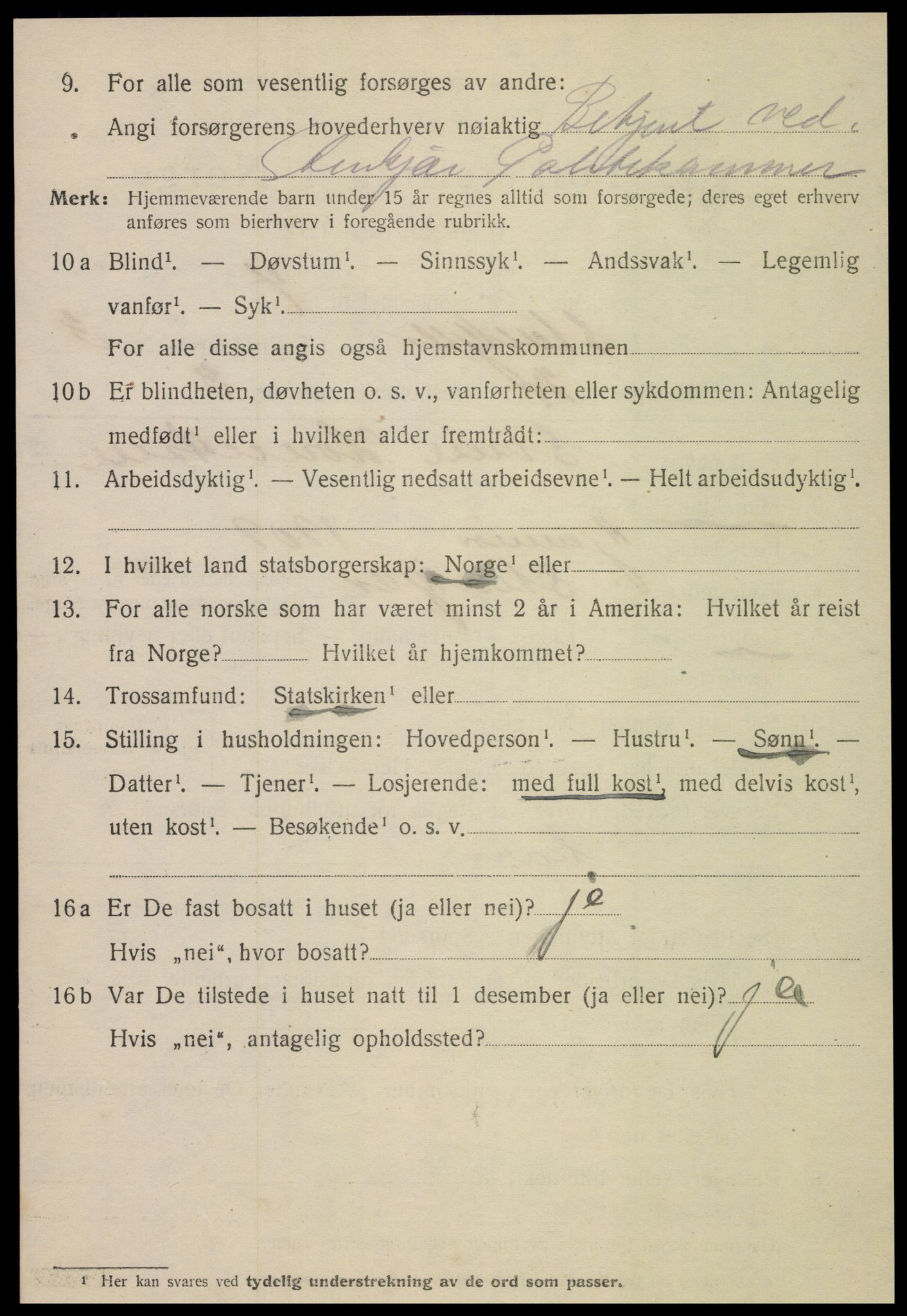 SAT, 1920 census for Steinkjer, 1920, p. 6301