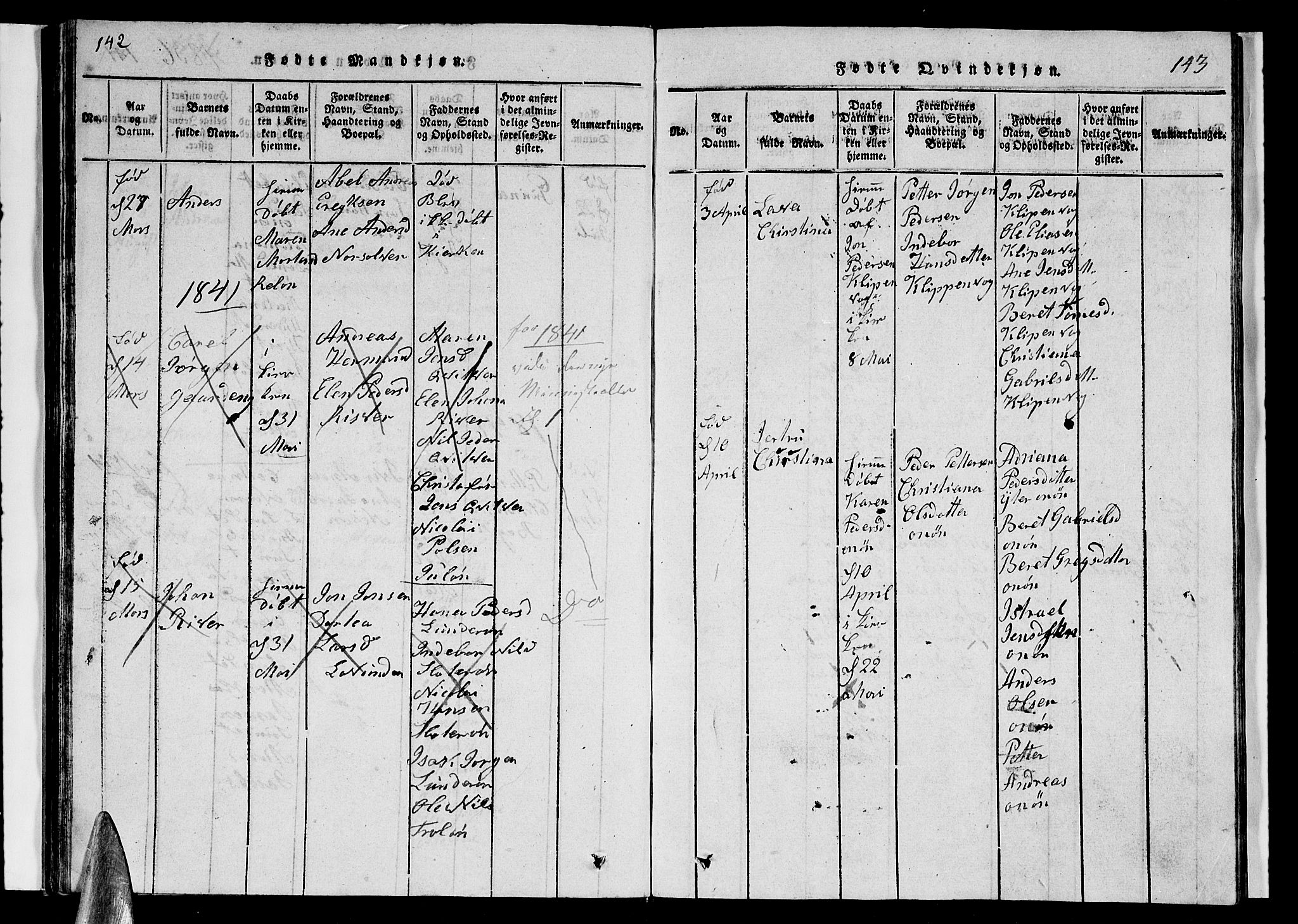 Ministerialprotokoller, klokkerbøker og fødselsregistre - Nordland, SAT/A-1459/839/L0571: Parish register (copy) no. 839C01, 1820-1840, p. 142-143