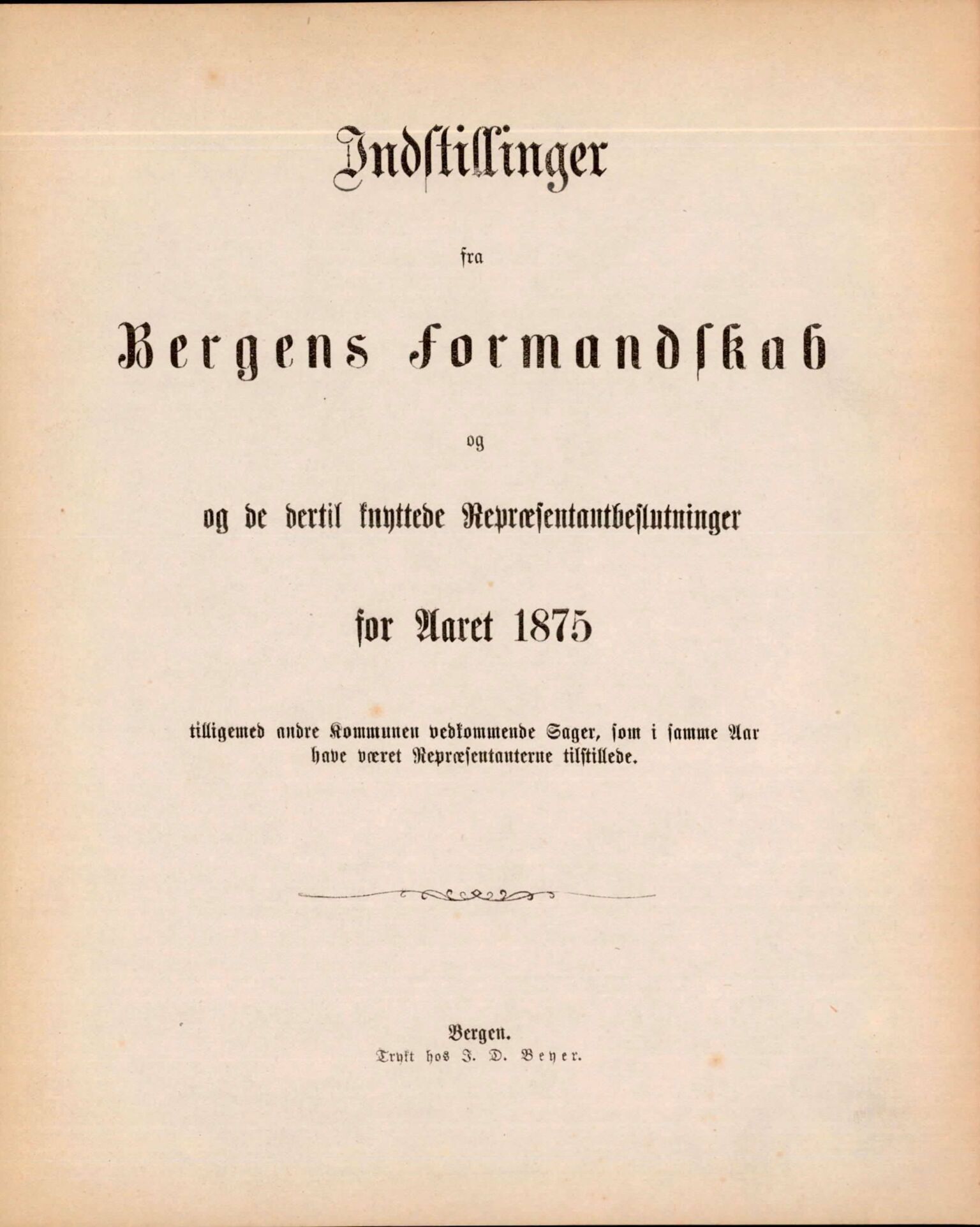 Bergen kommune. Formannskapet, BBA/A-0003/Ad/L0030: Bergens Kommuneforhandlinger, 1875