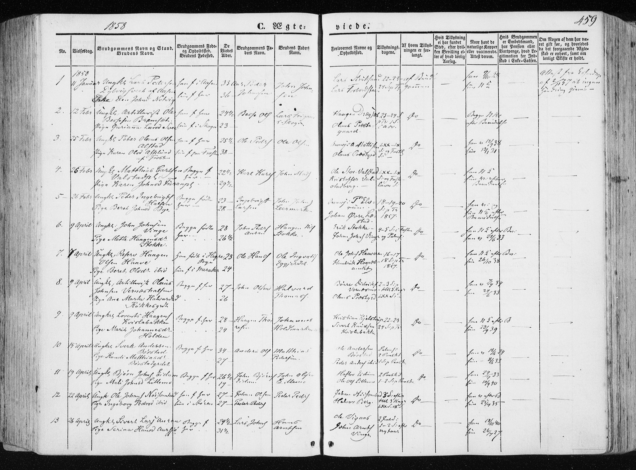 Ministerialprotokoller, klokkerbøker og fødselsregistre - Nord-Trøndelag, SAT/A-1458/709/L0074: Parish register (official) no. 709A14, 1845-1858, p. 459
