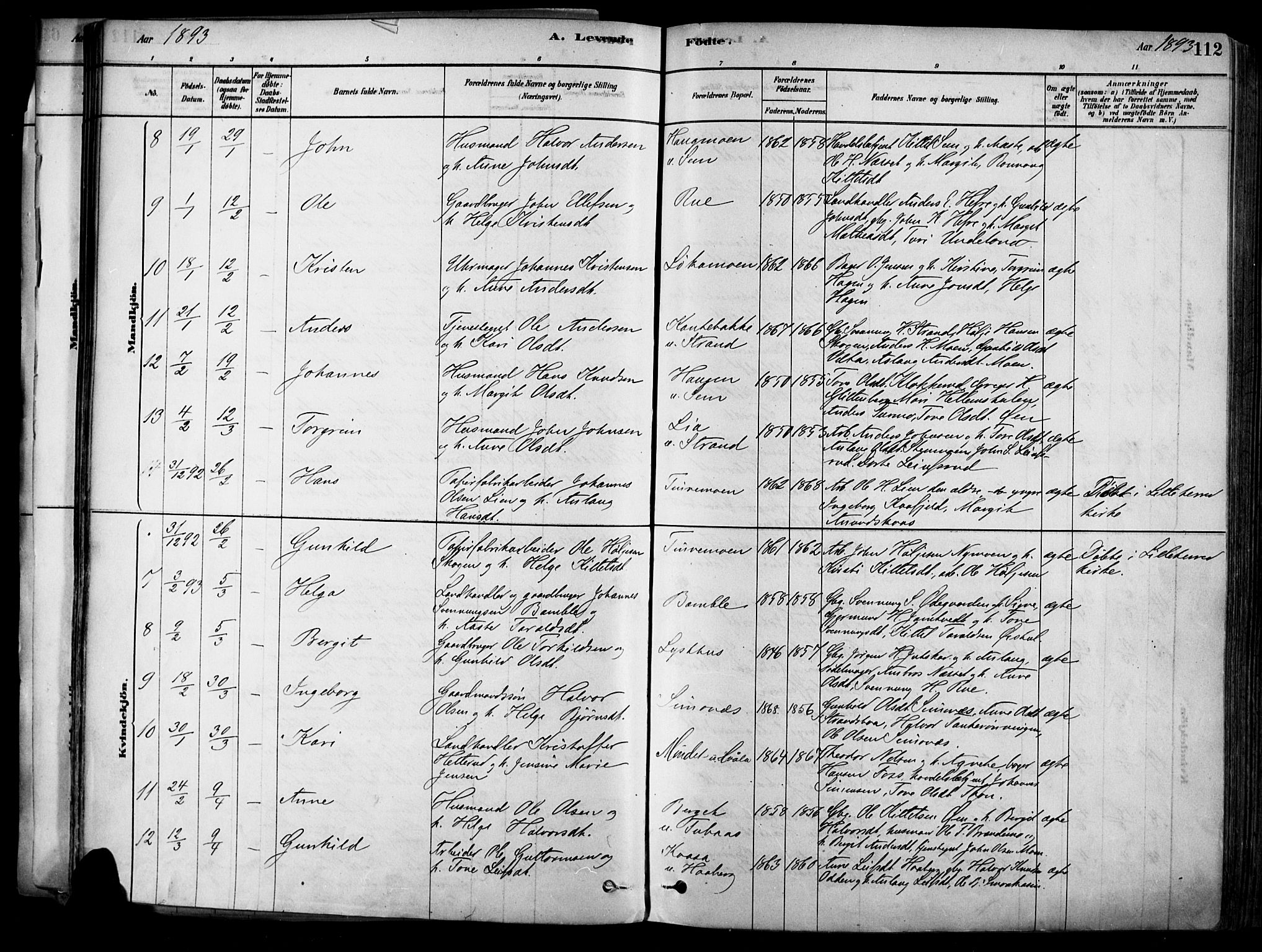 Heddal kirkebøker, SAKO/A-268/F/Fa/L0008: Parish register (official) no. I 8, 1878-1903, p. 112