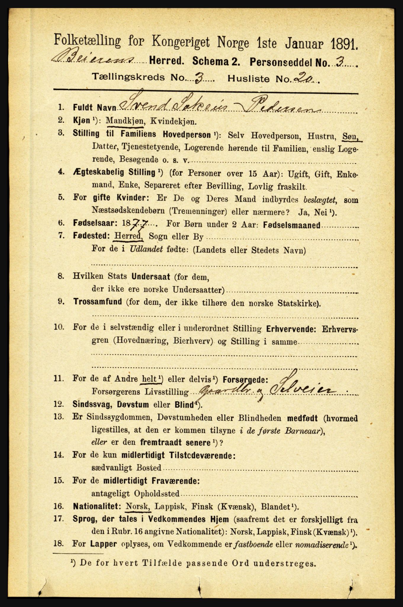 RA, 1891 census for 1839 Beiarn, 1891, p. 1142