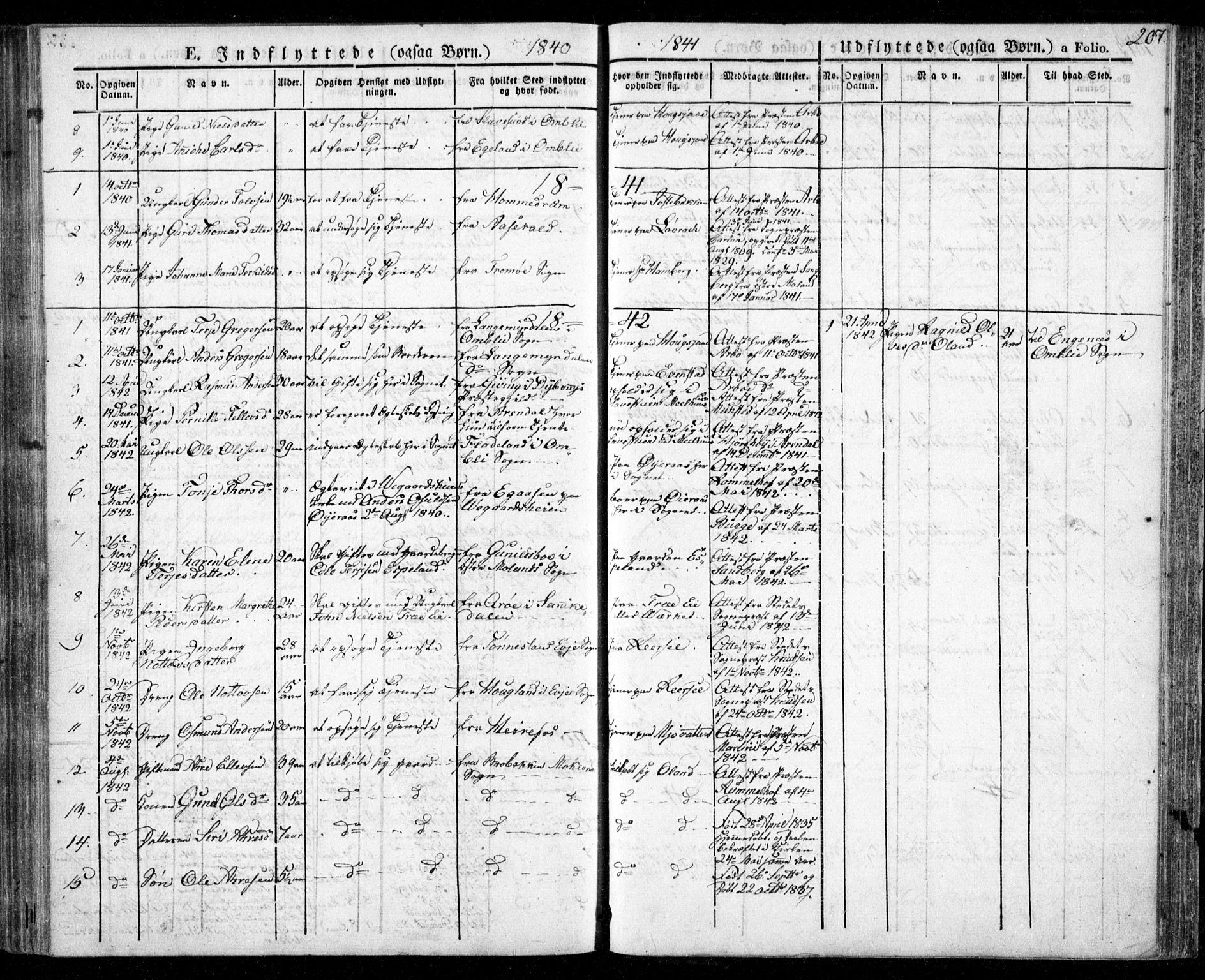 Froland sokneprestkontor, AV/SAK-1111-0013/F/Fa/L0001: Parish register (official) no. A 1, 1827-1844, p. 207