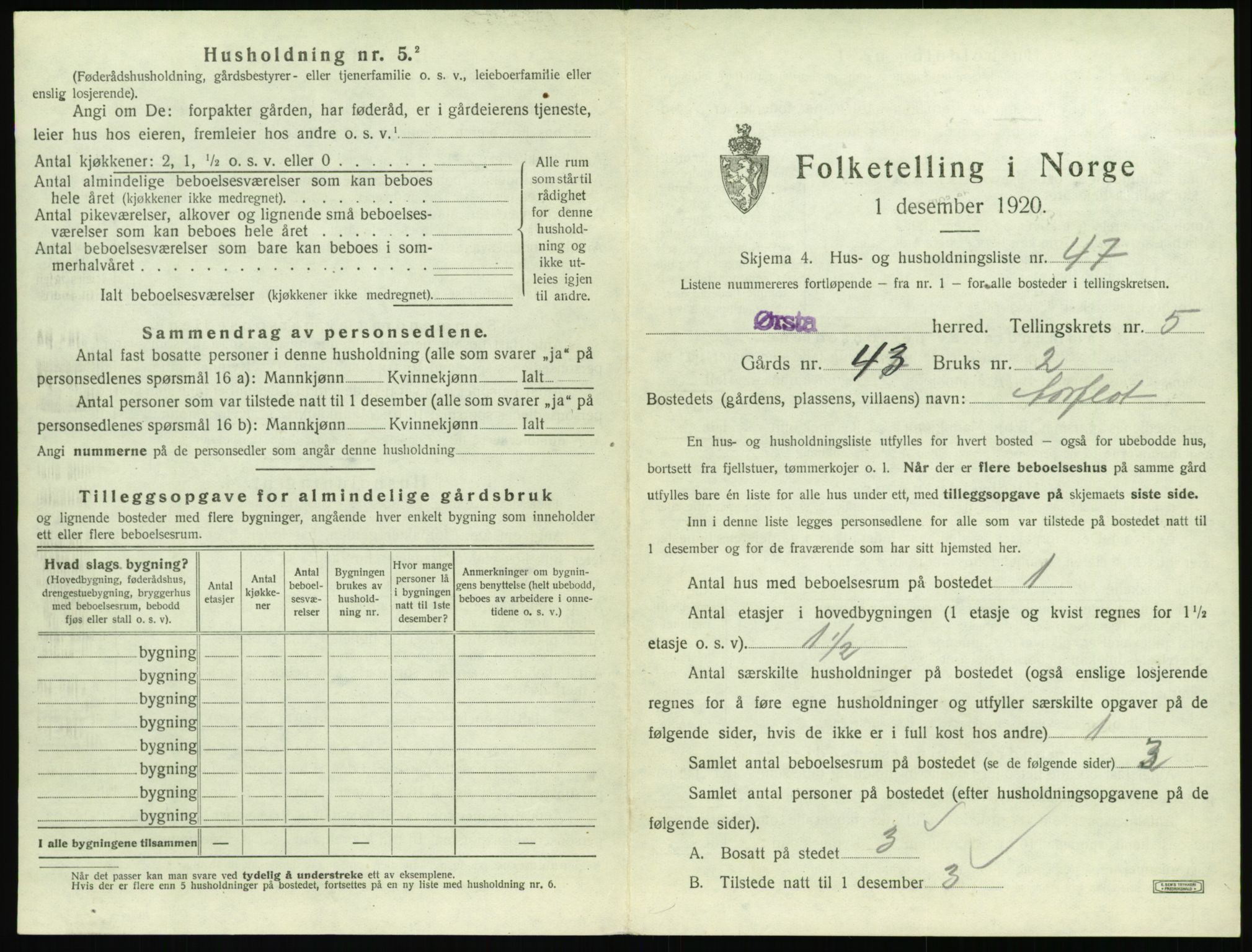 SAT, 1920 census for Ørsta, 1920, p. 596