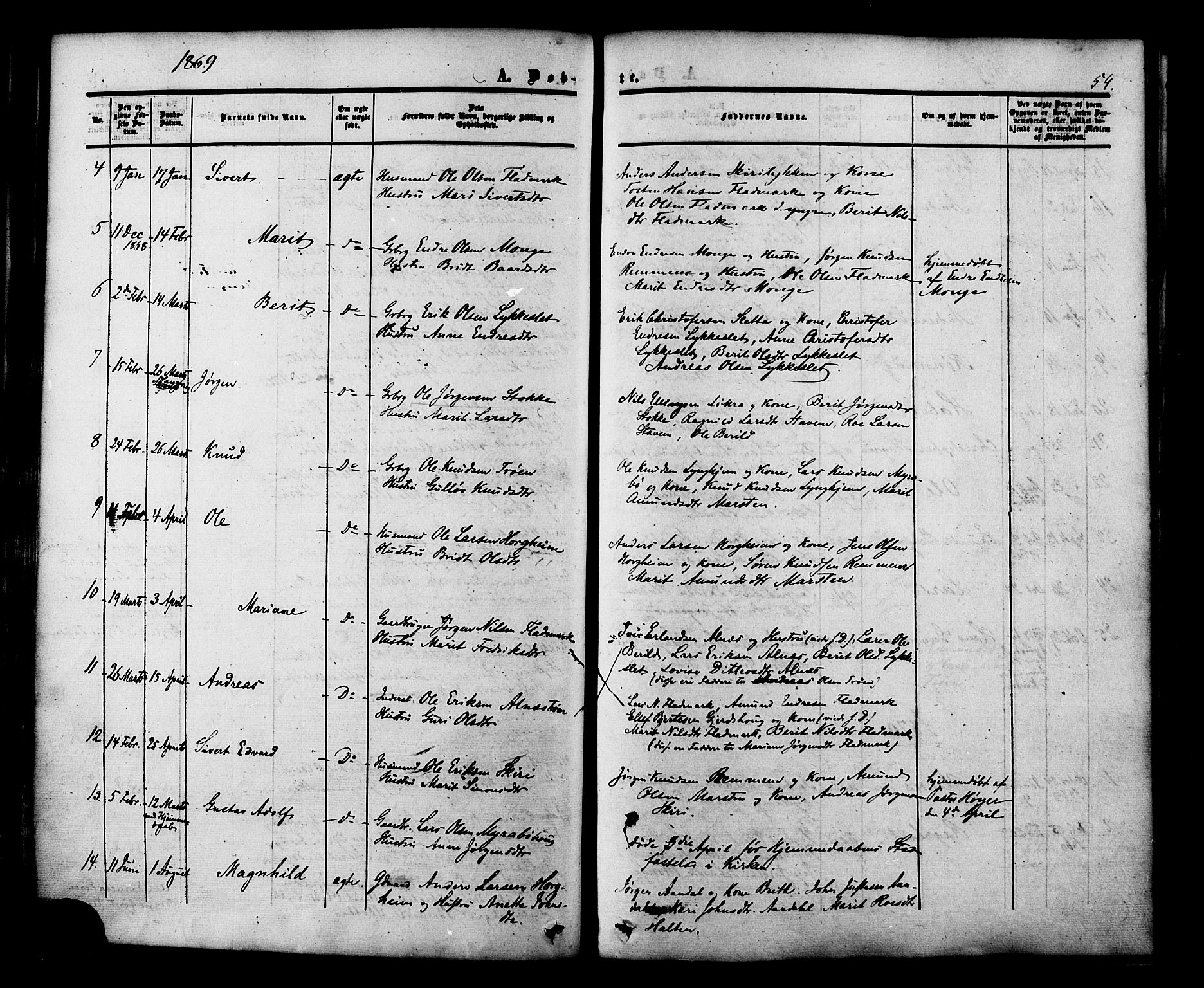 Ministerialprotokoller, klokkerbøker og fødselsregistre - Møre og Romsdal, AV/SAT-A-1454/546/L0594: Parish register (official) no. 546A02, 1854-1882, p. 54