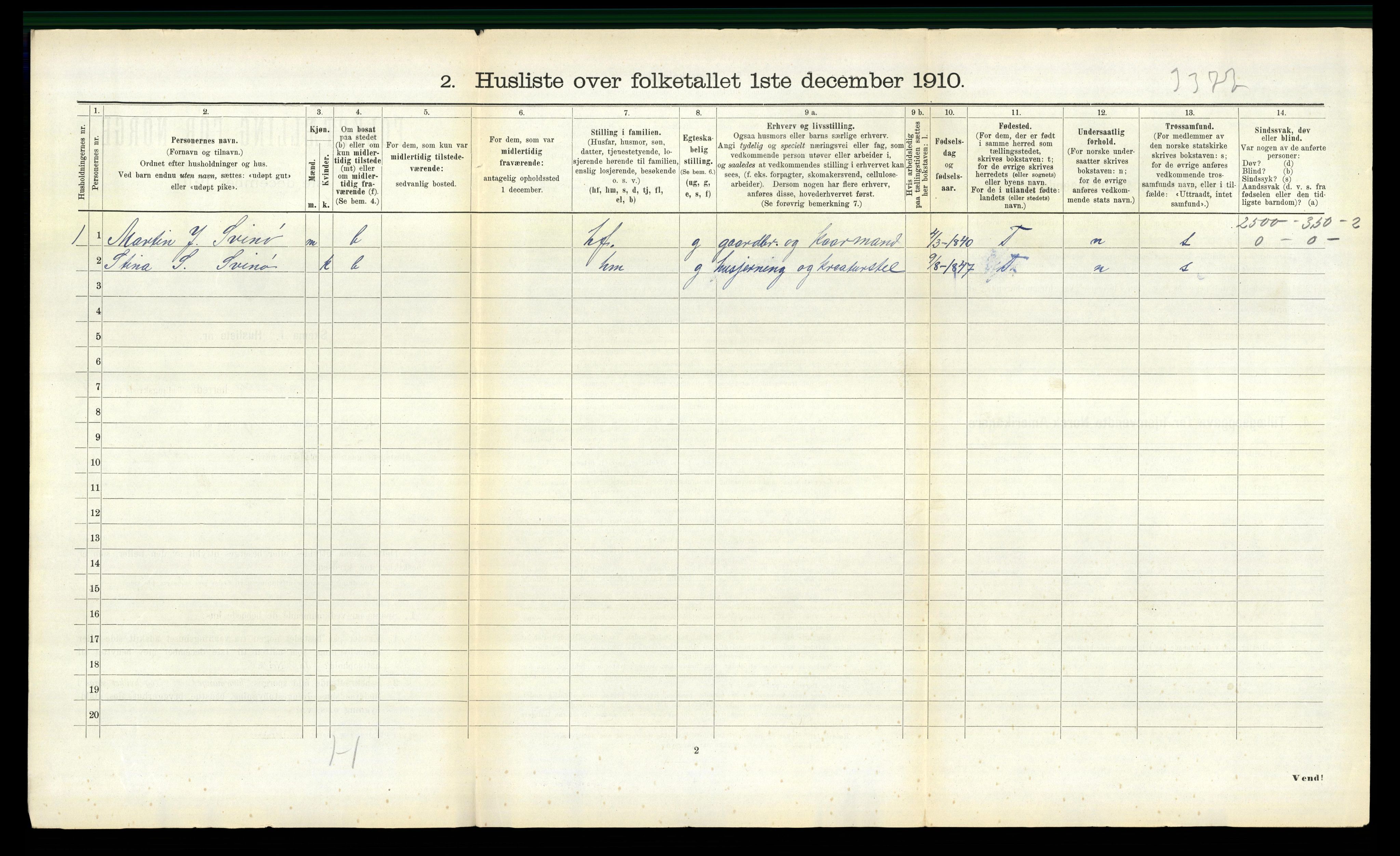 RA, 1910 census for Borgund, 1910, p. 1596