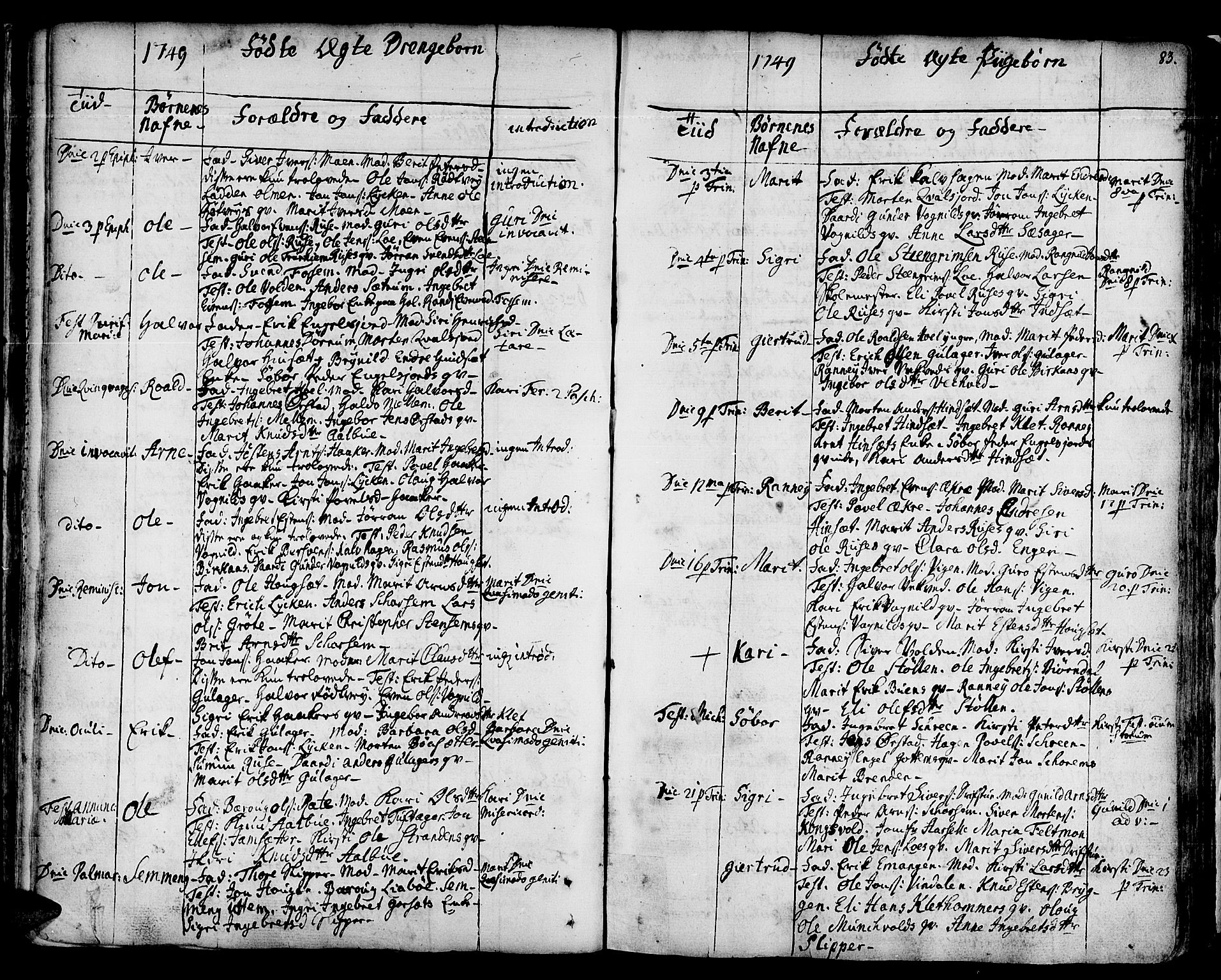 Ministerialprotokoller, klokkerbøker og fødselsregistre - Sør-Trøndelag, SAT/A-1456/678/L0891: Parish register (official) no. 678A01, 1739-1780, p. 83