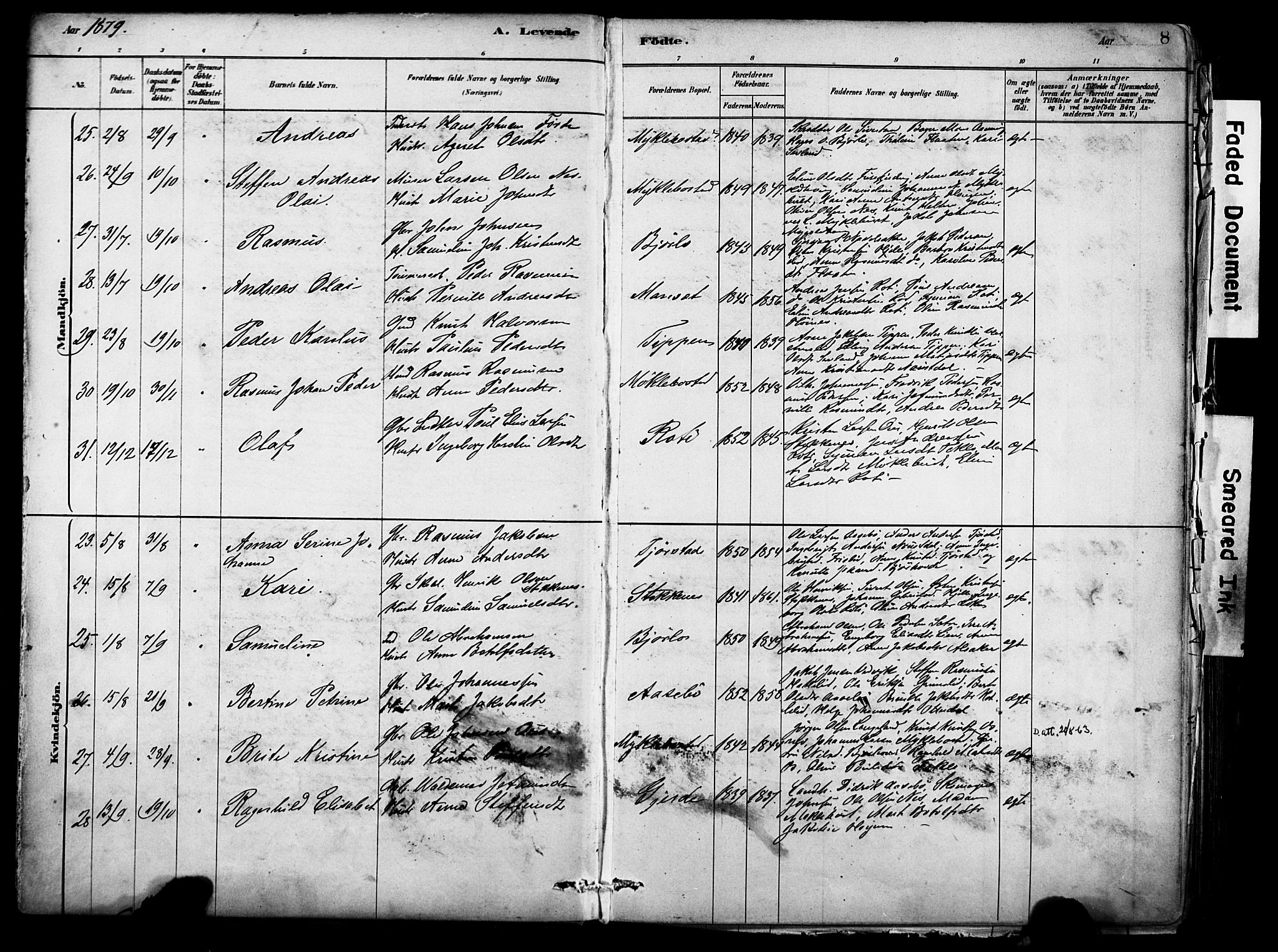 Eid sokneprestembete, AV/SAB-A-82301/H/Haa/Haab/L0001: Parish register (official) no. B 1, 1879-1906, p. 8