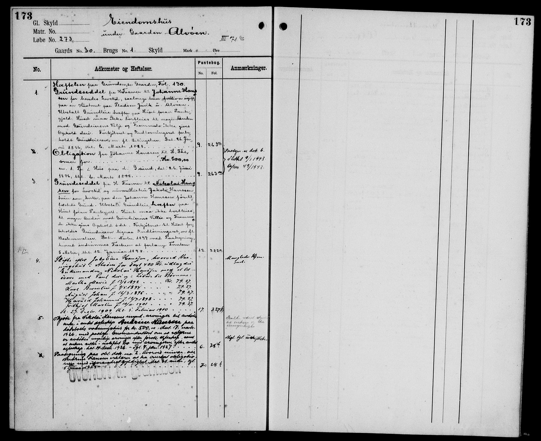 Midhordland sorenskriveri, AV/SAB-A-3001/1/G/Ga/Gab/L0106: Mortgage register no. II.A.b.106, p. 173