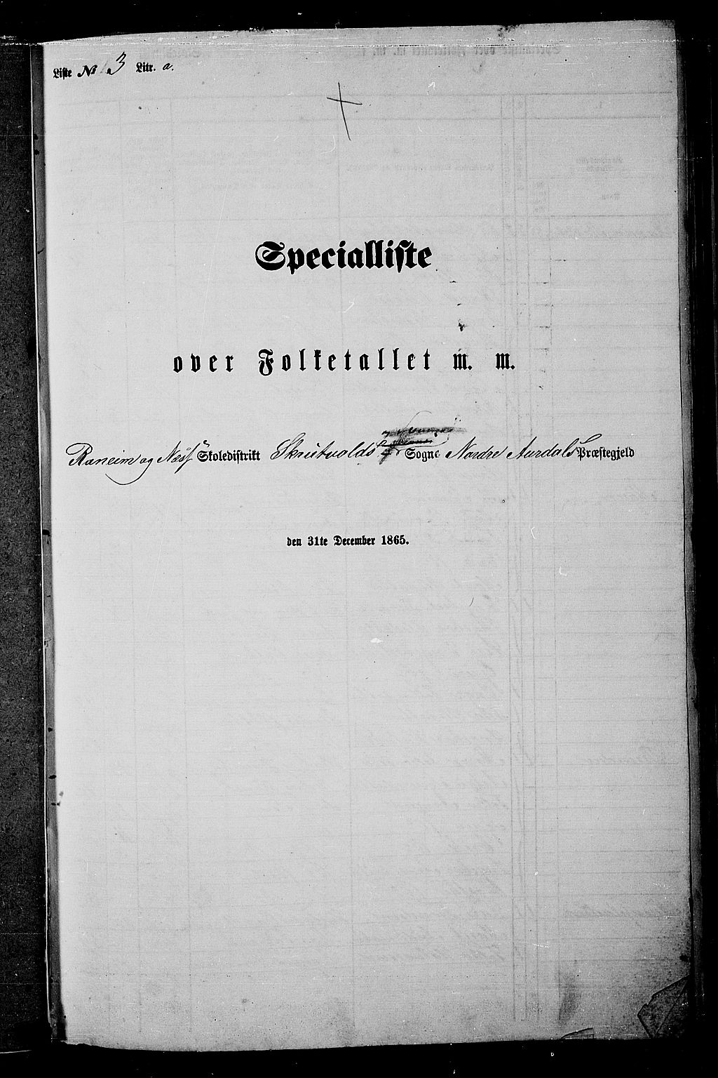 RA, 1865 census for Nord-Aurdal, 1865, p. 61