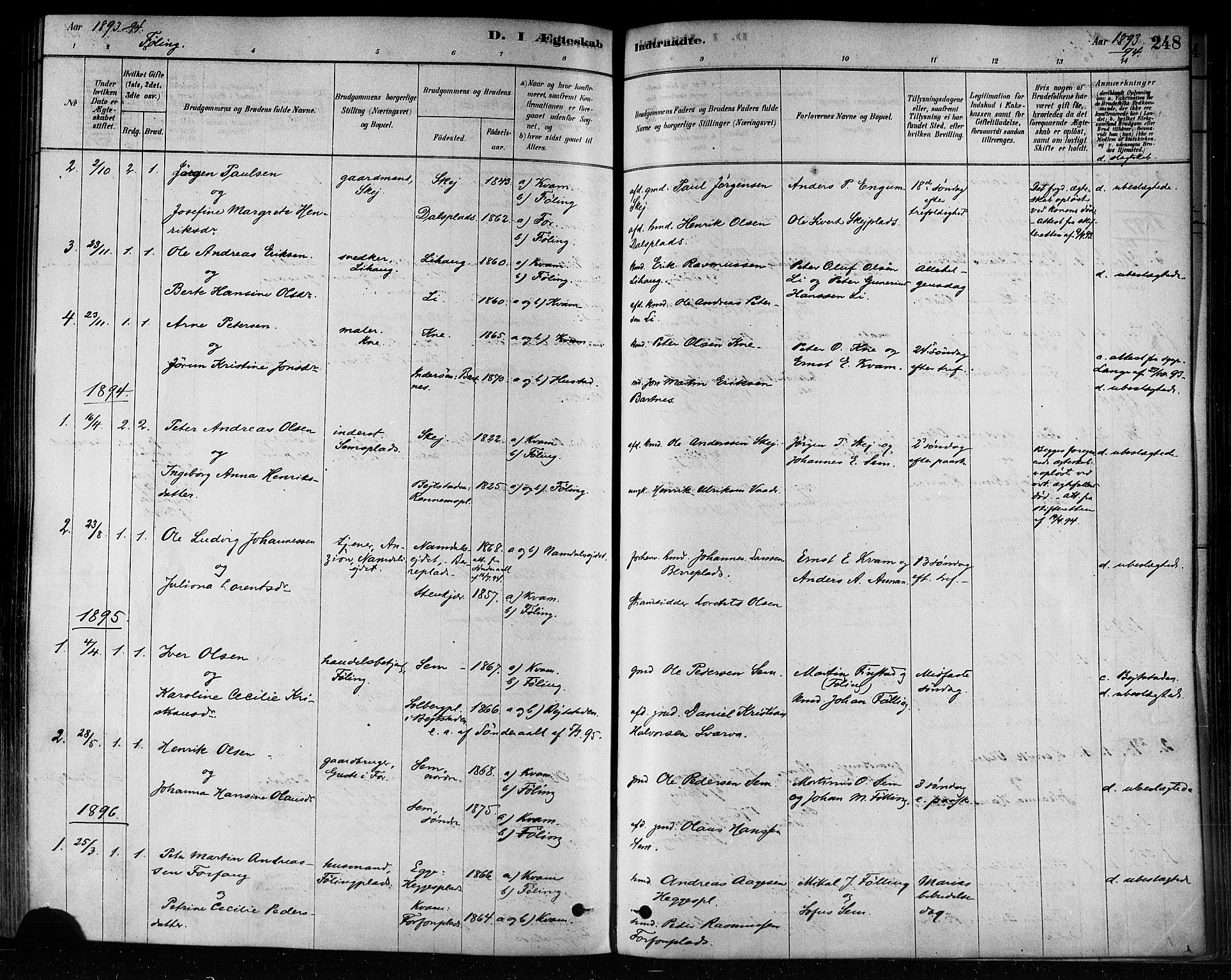 Ministerialprotokoller, klokkerbøker og fødselsregistre - Nord-Trøndelag, SAT/A-1458/746/L0449: Parish register (official) no. 746A07 /3, 1878-1899, p. 248