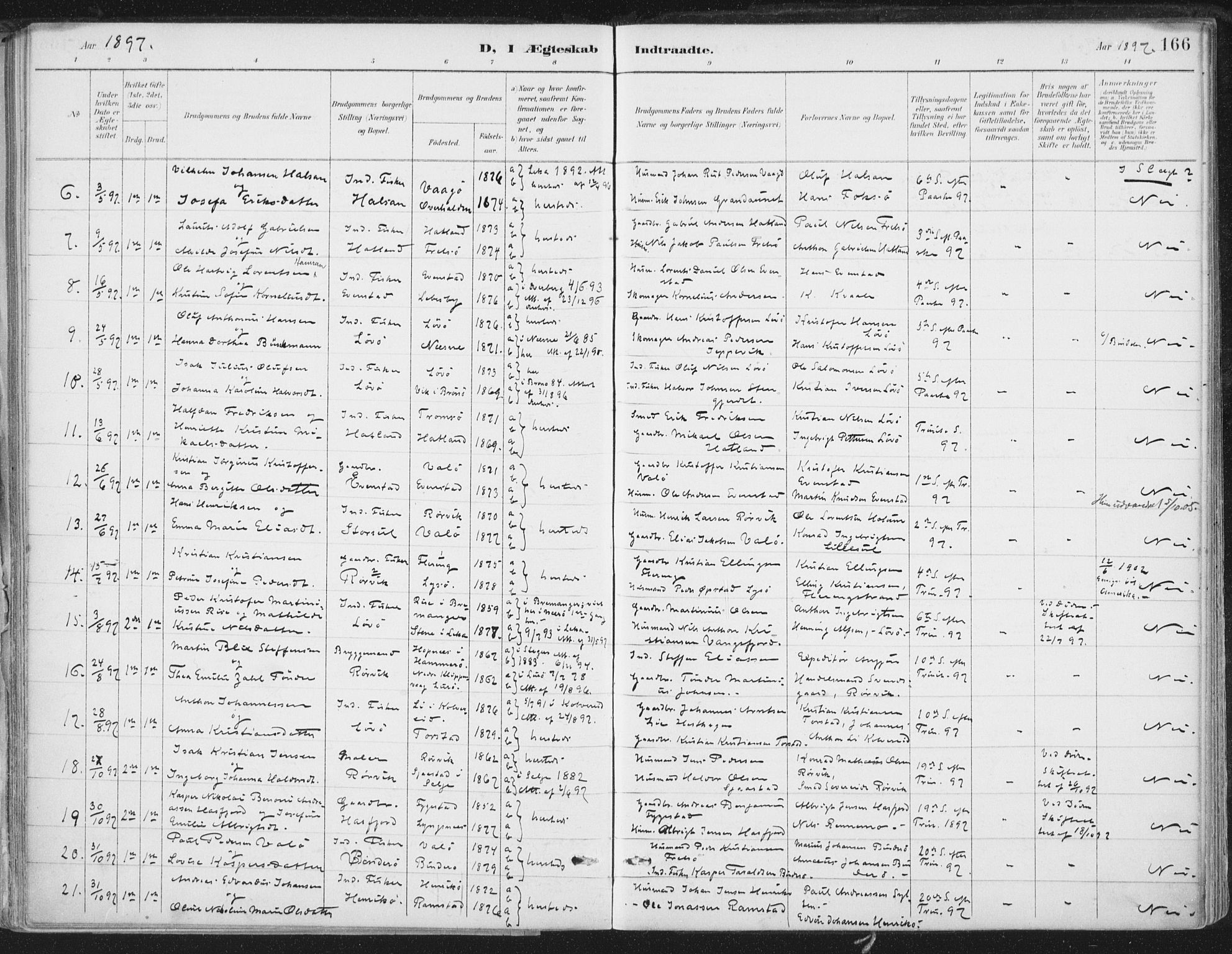 Ministerialprotokoller, klokkerbøker og fødselsregistre - Nord-Trøndelag, SAT/A-1458/786/L0687: Parish register (official) no. 786A03, 1888-1898, p. 166