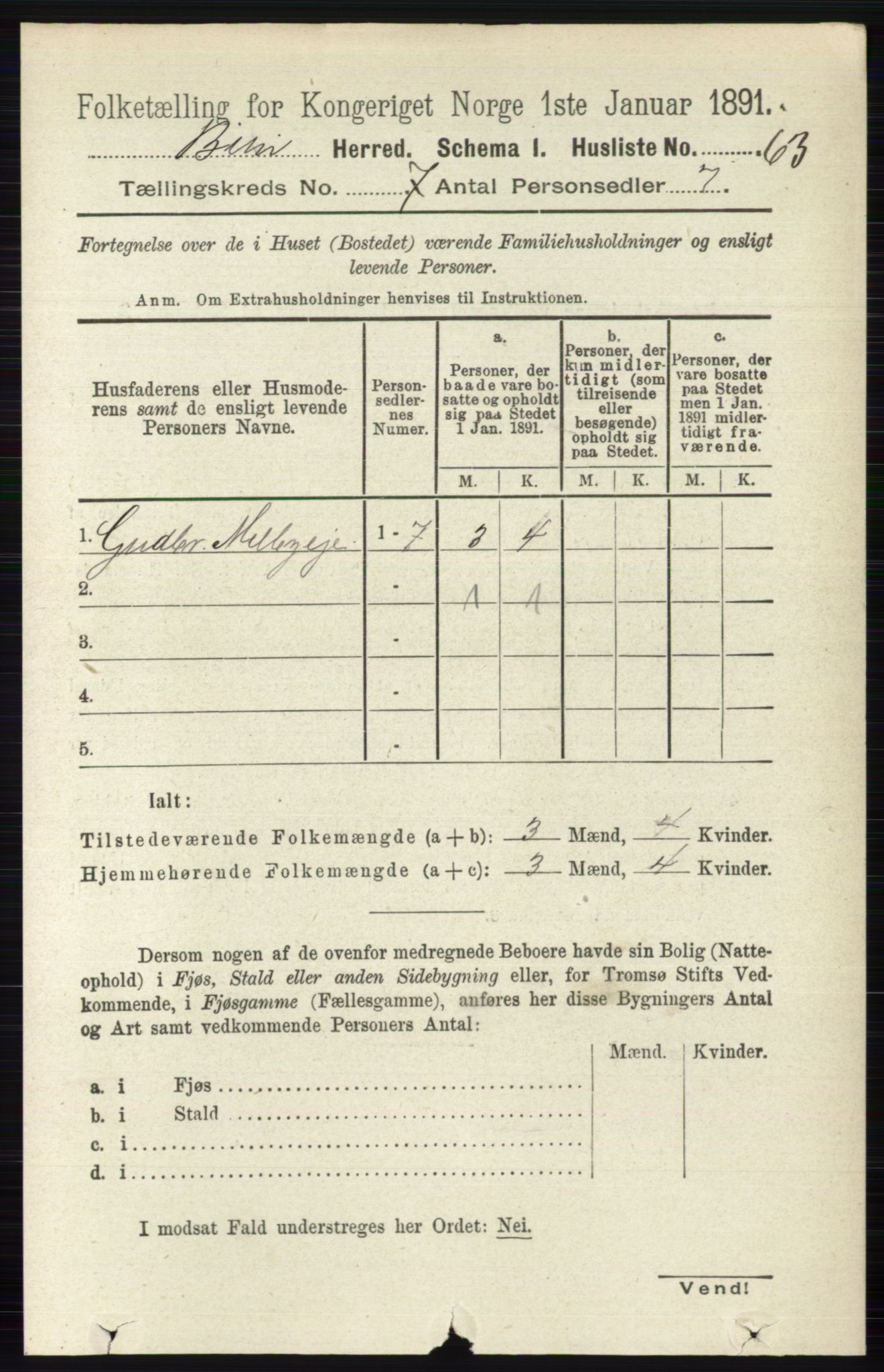 RA, 1891 census for 0525 Biri, 1891, p. 2445