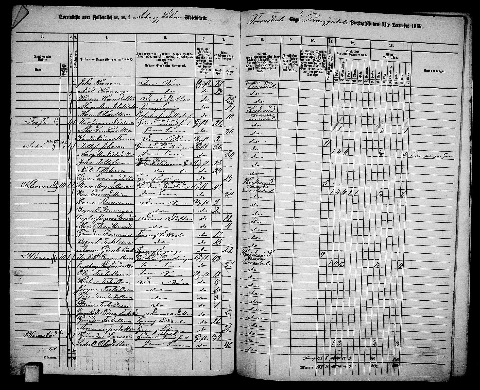 RA, 1865 census for Drangedal, 1865, p. 125