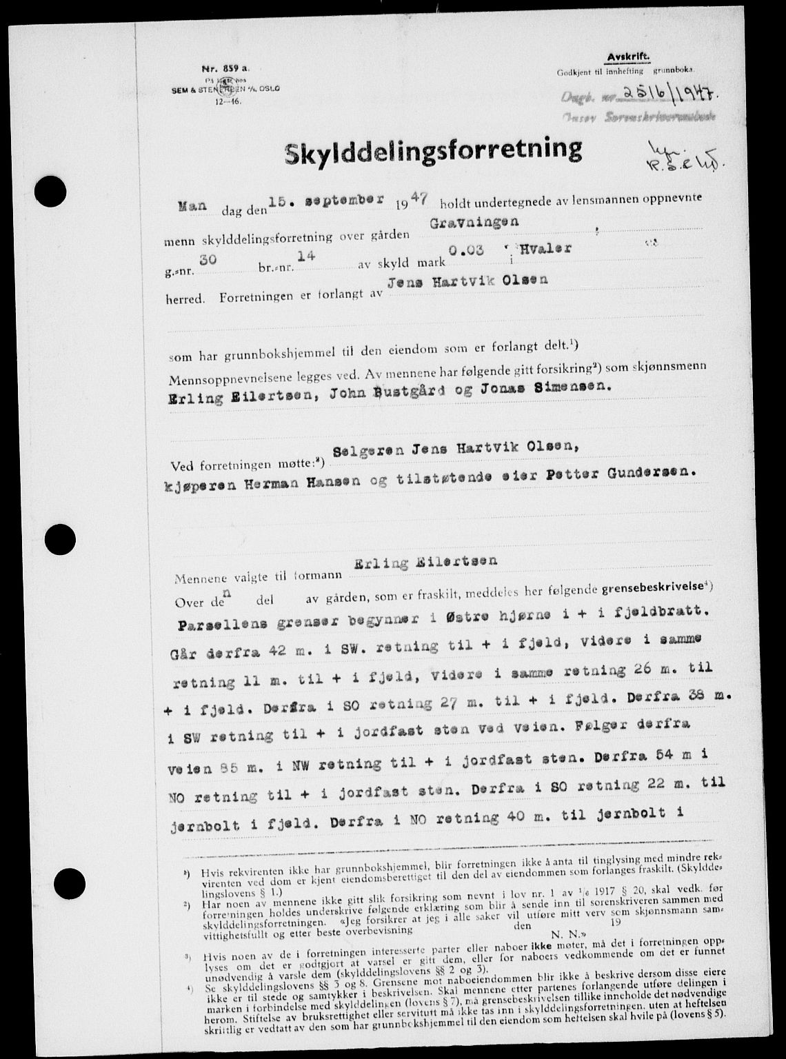 Onsøy sorenskriveri, SAO/A-10474/G/Ga/Gab/L0021: Mortgage book no. II A-21, 1947-1947, Diary no: : 2516/1947
