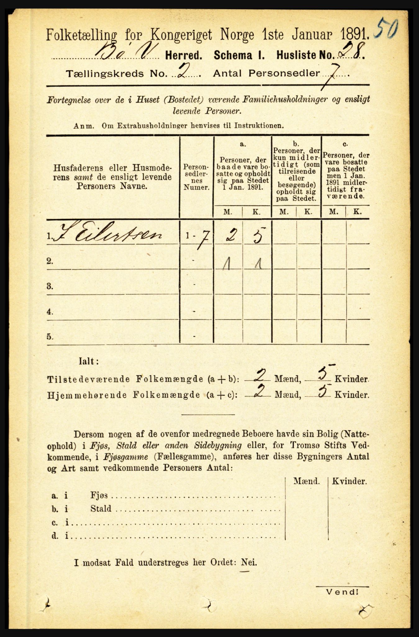 RA, 1891 census for 1867 Bø, 1891, p. 541