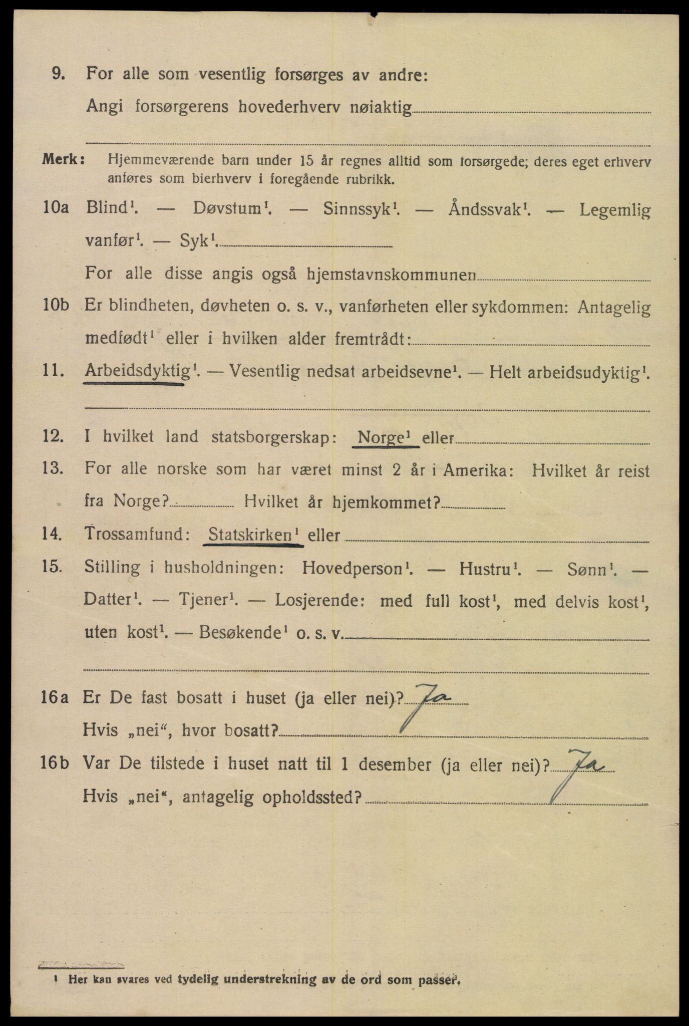 SAK, 1920 census for Oddernes, 1920, p. 6464