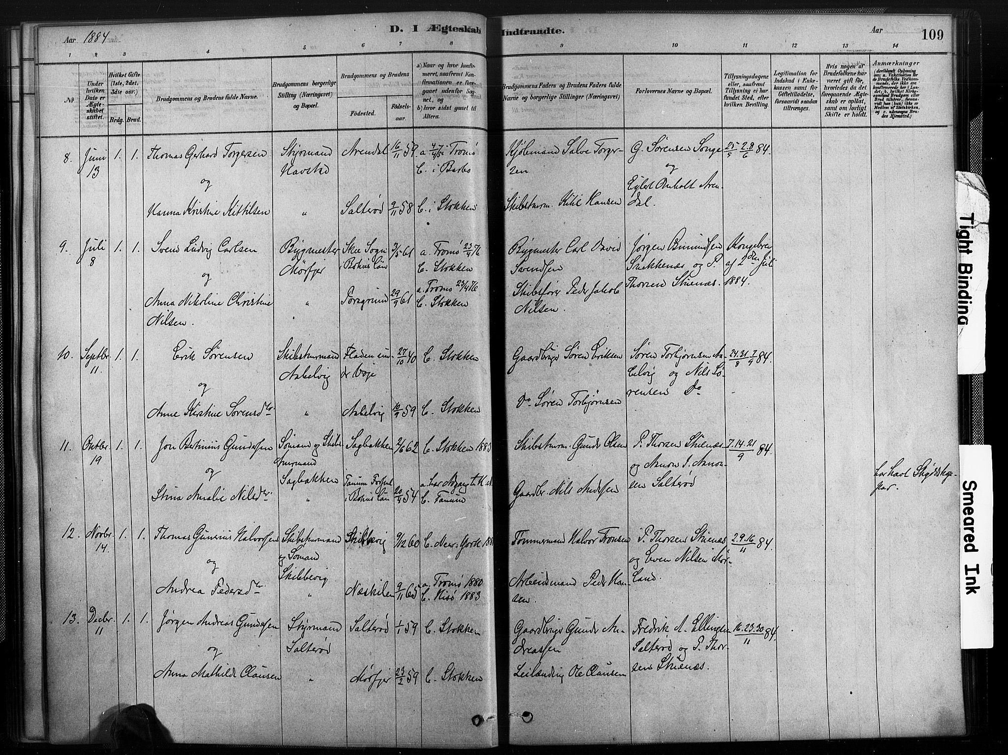 Austre Moland sokneprestkontor, SAK/1111-0001/F/Fa/Fab/L0001: Parish register (official) no. A 1, 1878-1898, p. 109