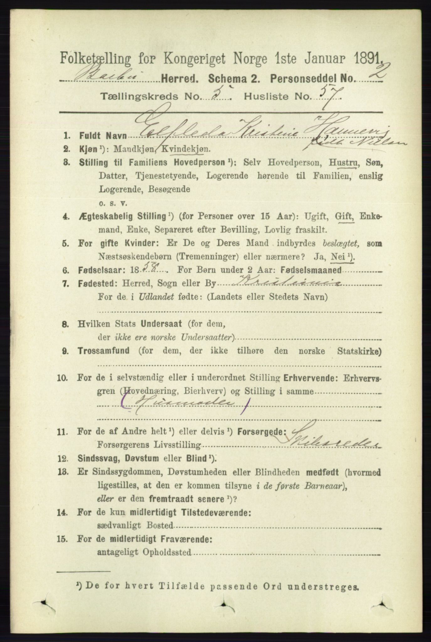 RA, 1891 census for 0990 Barbu, 1891, p. 3997